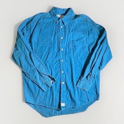 Vintage Levis Shirt Jacket Mens Xl Chore Shacket Metal Buttons Canvas 90s Dyed