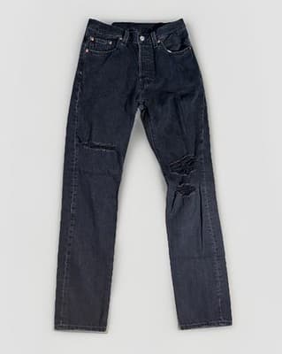 Levi’s Women’s 501 Black Jeans Button Fly Straight Leg Denim W 27 L32 Distressed