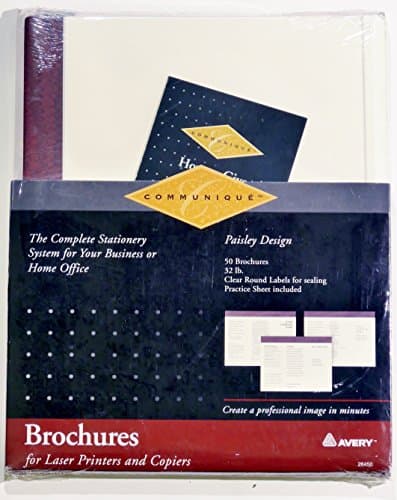 Communique Printable Tri-fold Brochures W/ Clear Sealing Labels- Paisley Design