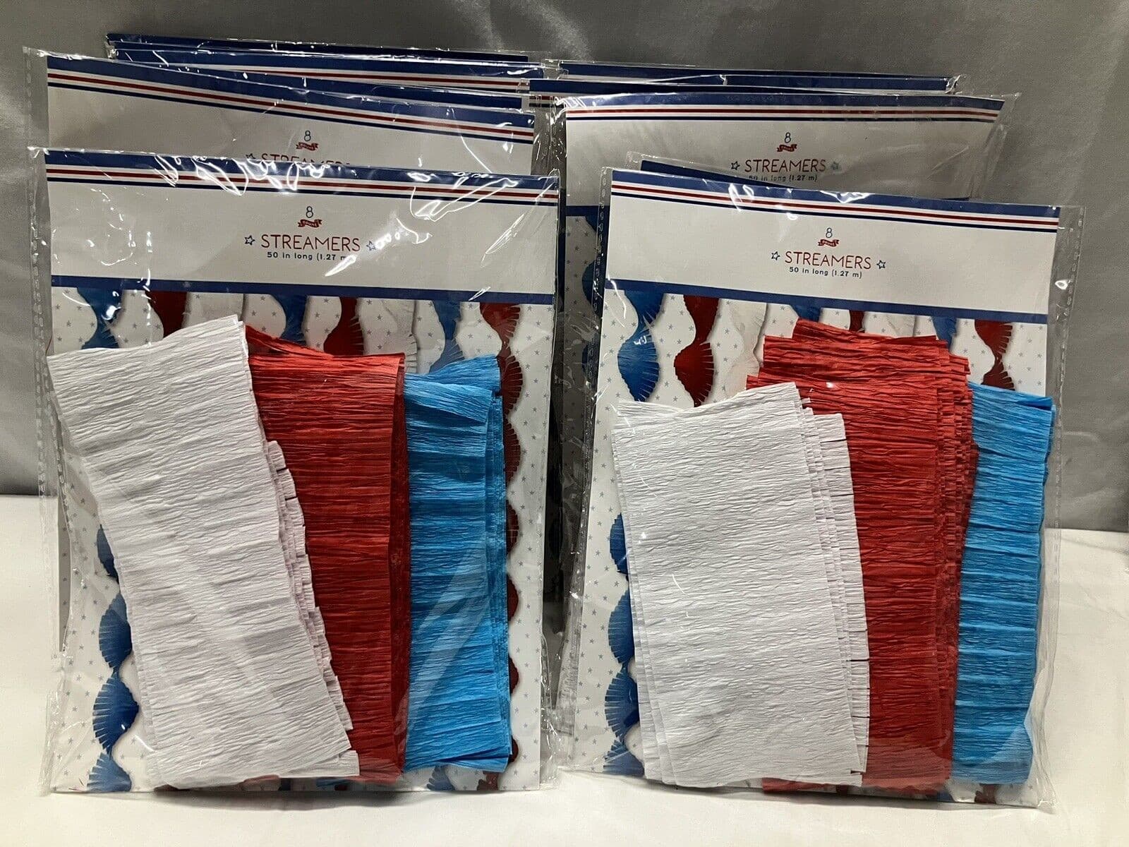 12X Bullseye Playground Red White & Blue Streamers 50” 8ct