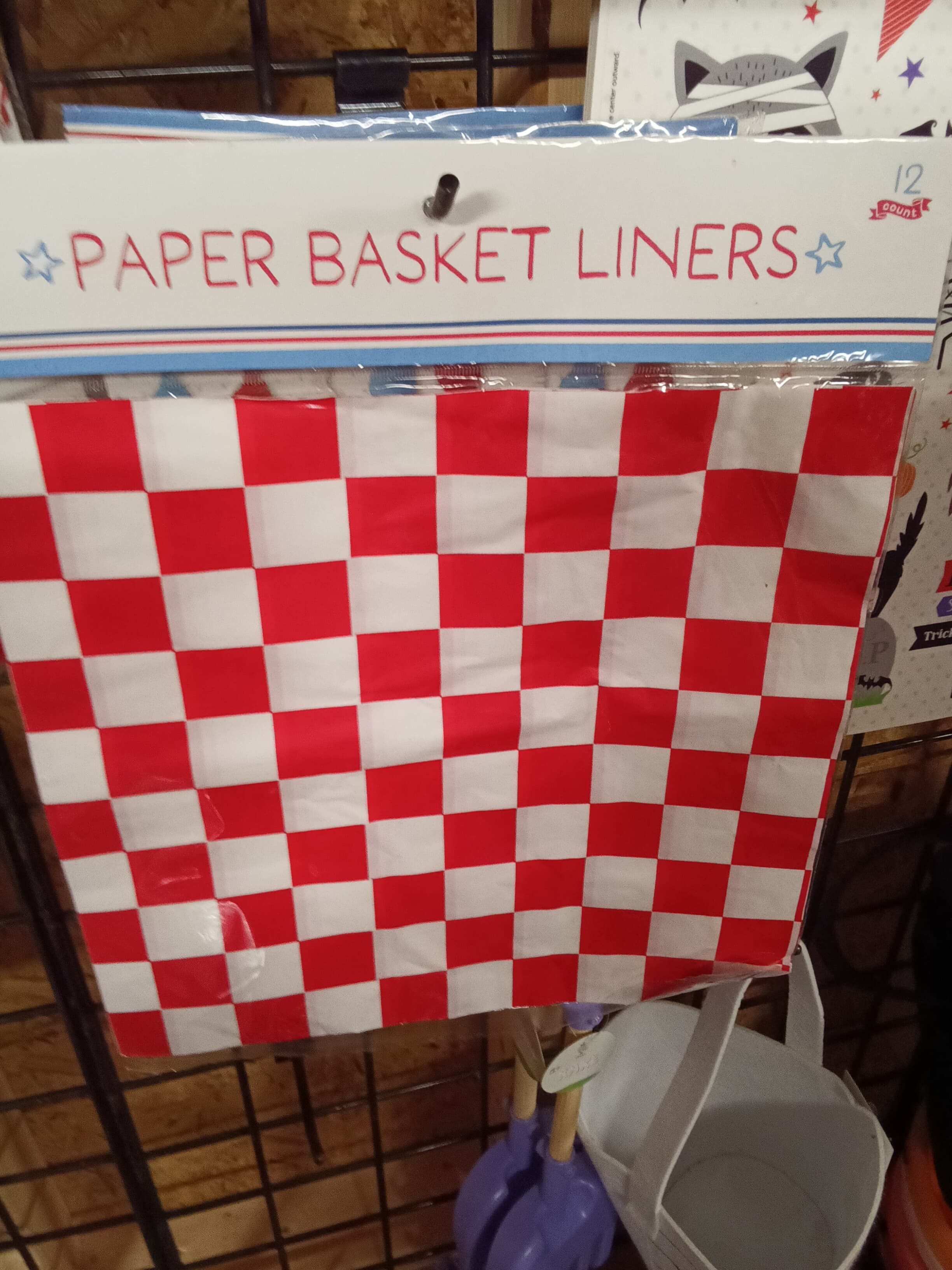Paper Basket Liners Red Checkered 12 Count