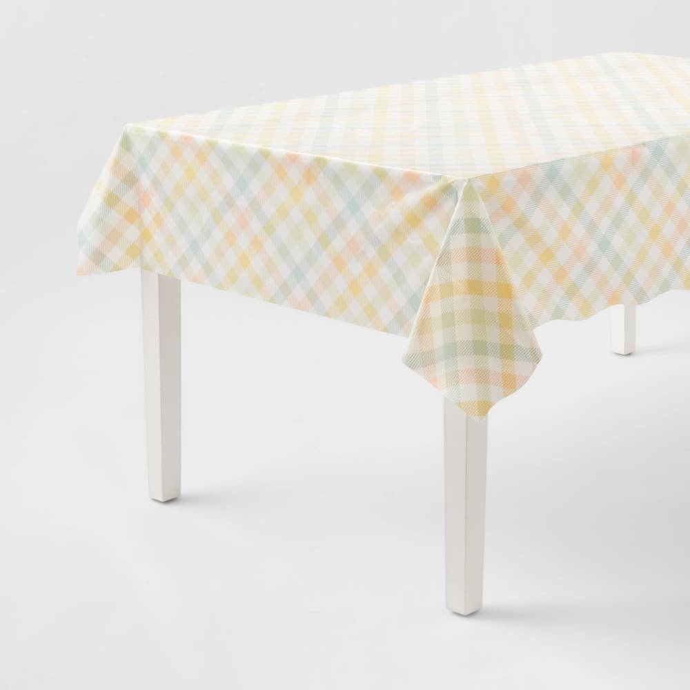 1ct Easter Pastel Gingham Plaid Table Cover - Spritz