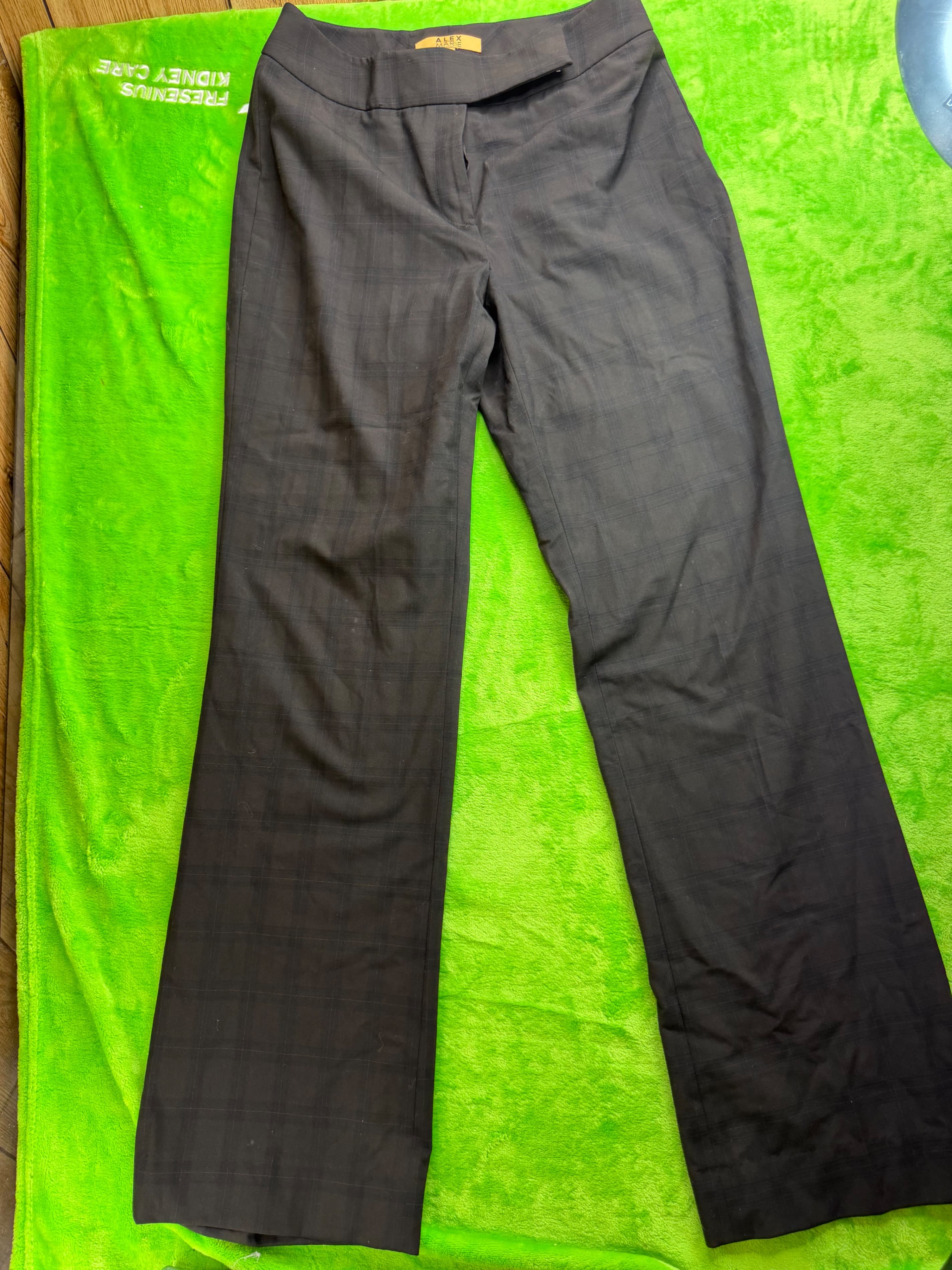 Alex Marie Flare Dress Pants Windowpane Plaid Black Sz 4