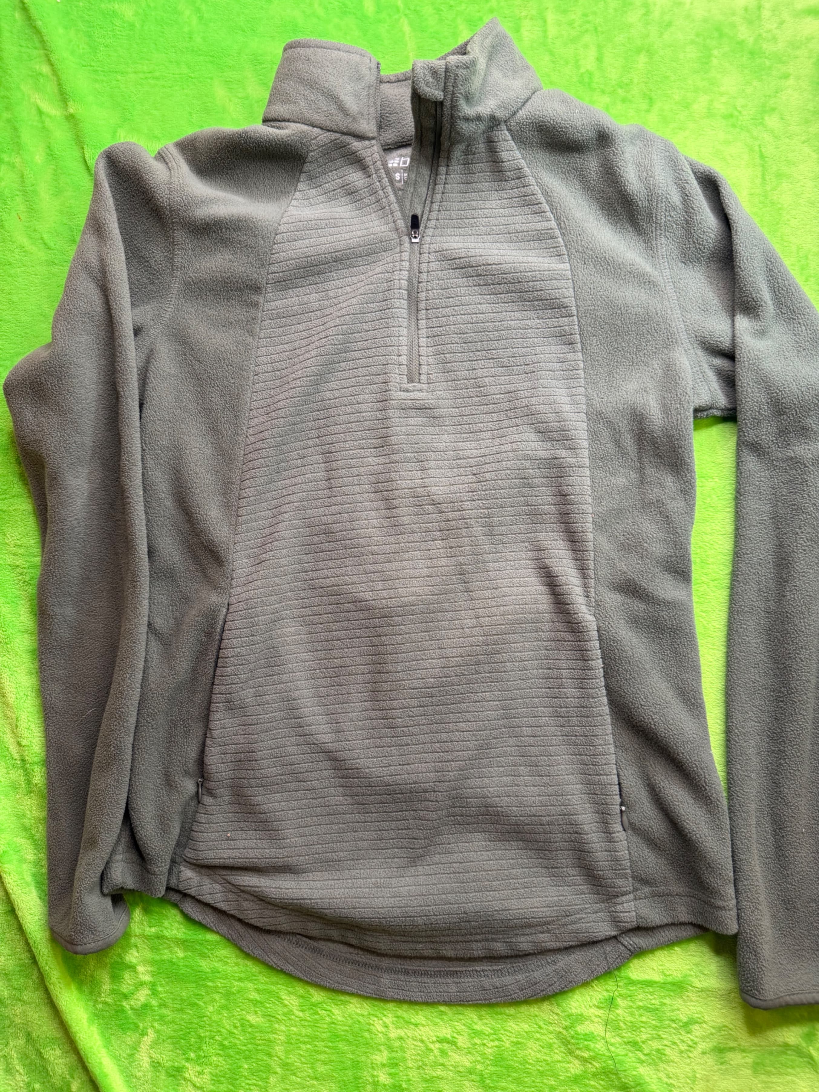 BCG Women Quarter Zip Fleece Pullover Ribbed Charcoal Gray Sz S