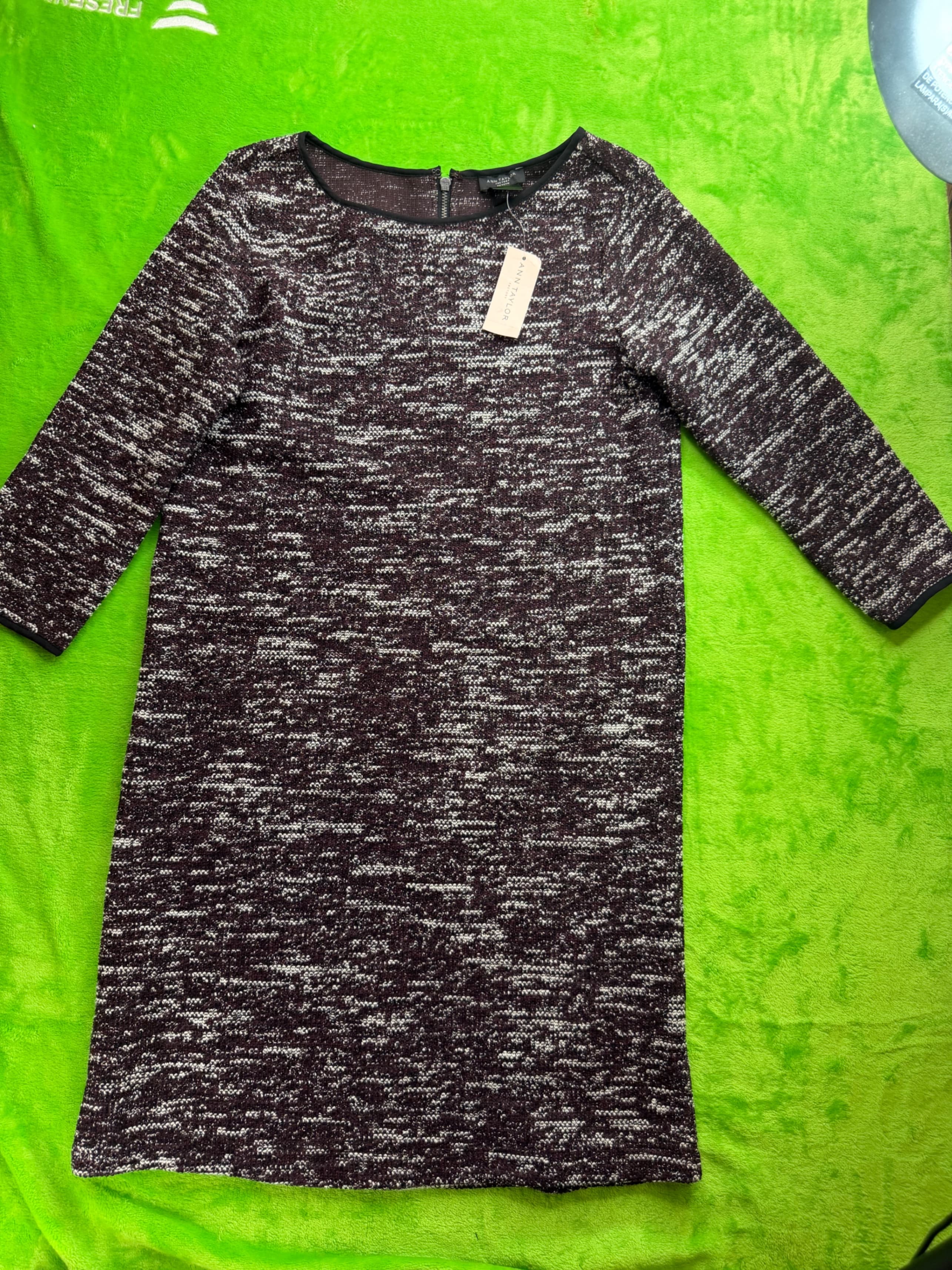 Ann Taylor Factory Petite Tweed Shift Dress NWT Sz XSP Plum