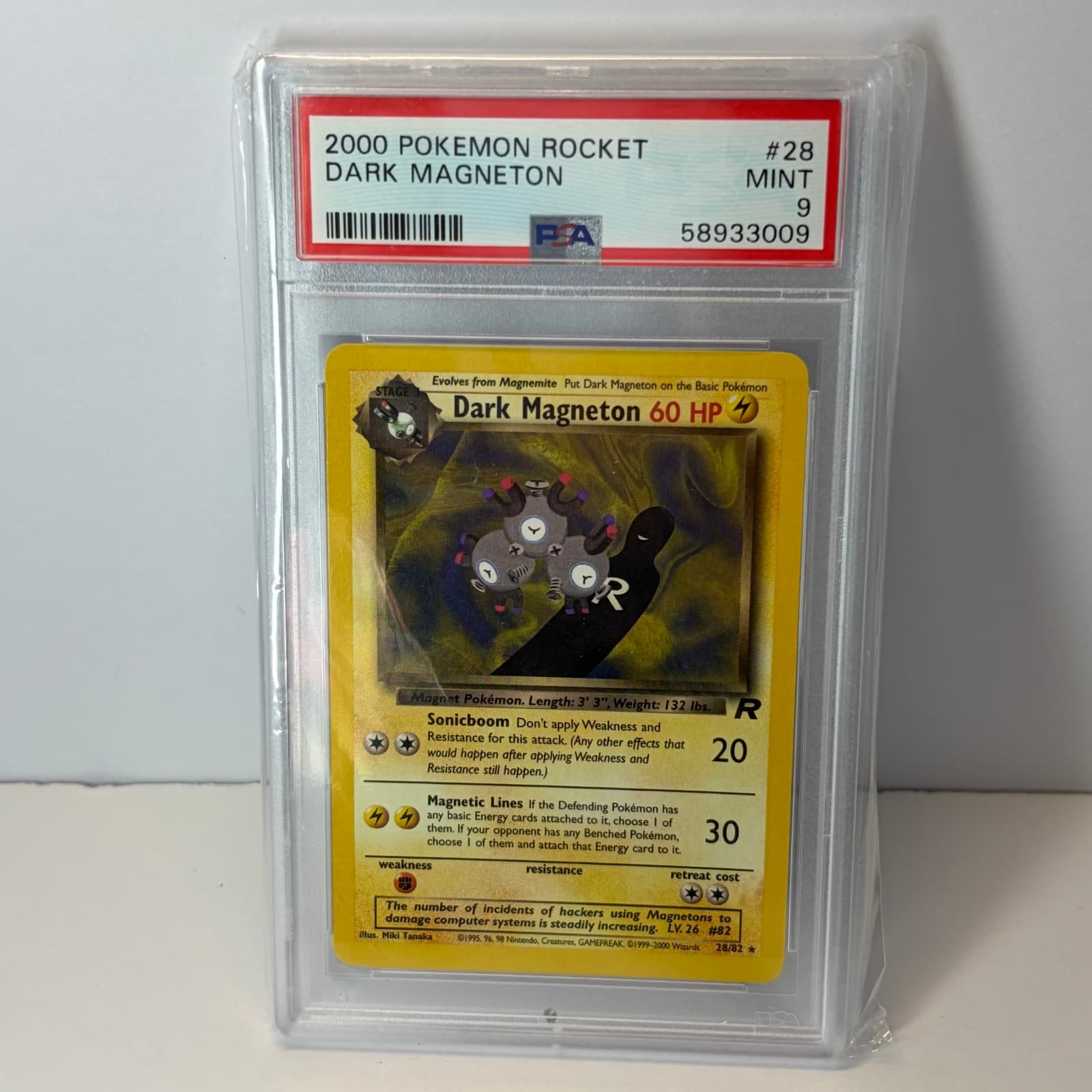 2000 Pokemon Team Rocket Dark Magneton 11/82 Holo Rare 1st Edition PSA 9 Mint
