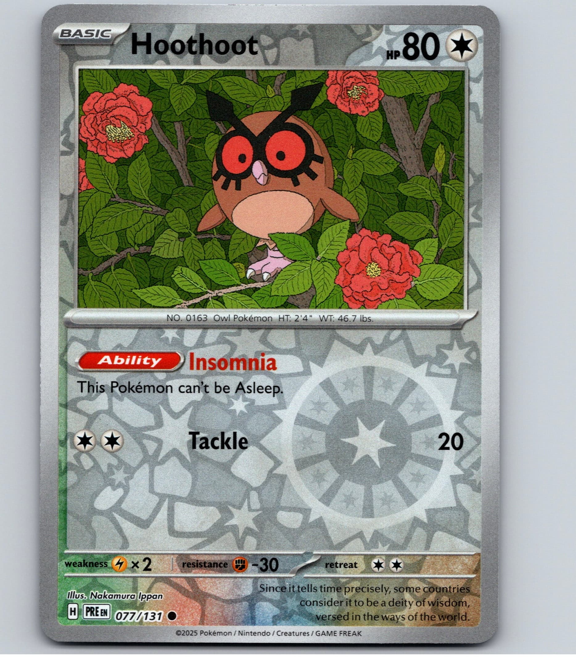 Hoothoot - PRE SV: Prismatic Evolutions #077/131 Common Reverse Holo NM