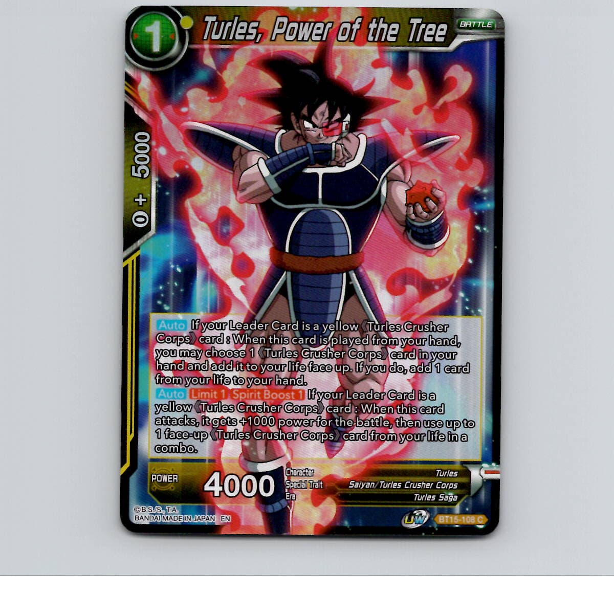 Turles, Power of the Tree Foil Saiyan Showdown BT15-108 NM