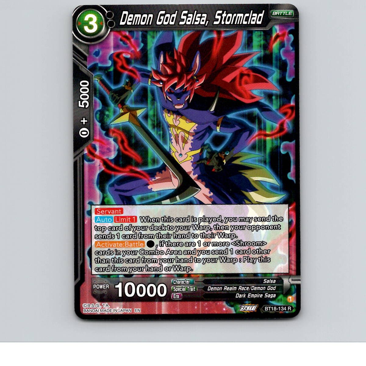 Demon God Salsa, Stormclad Foil Dawn of the Z-Legends BT18-134 NM