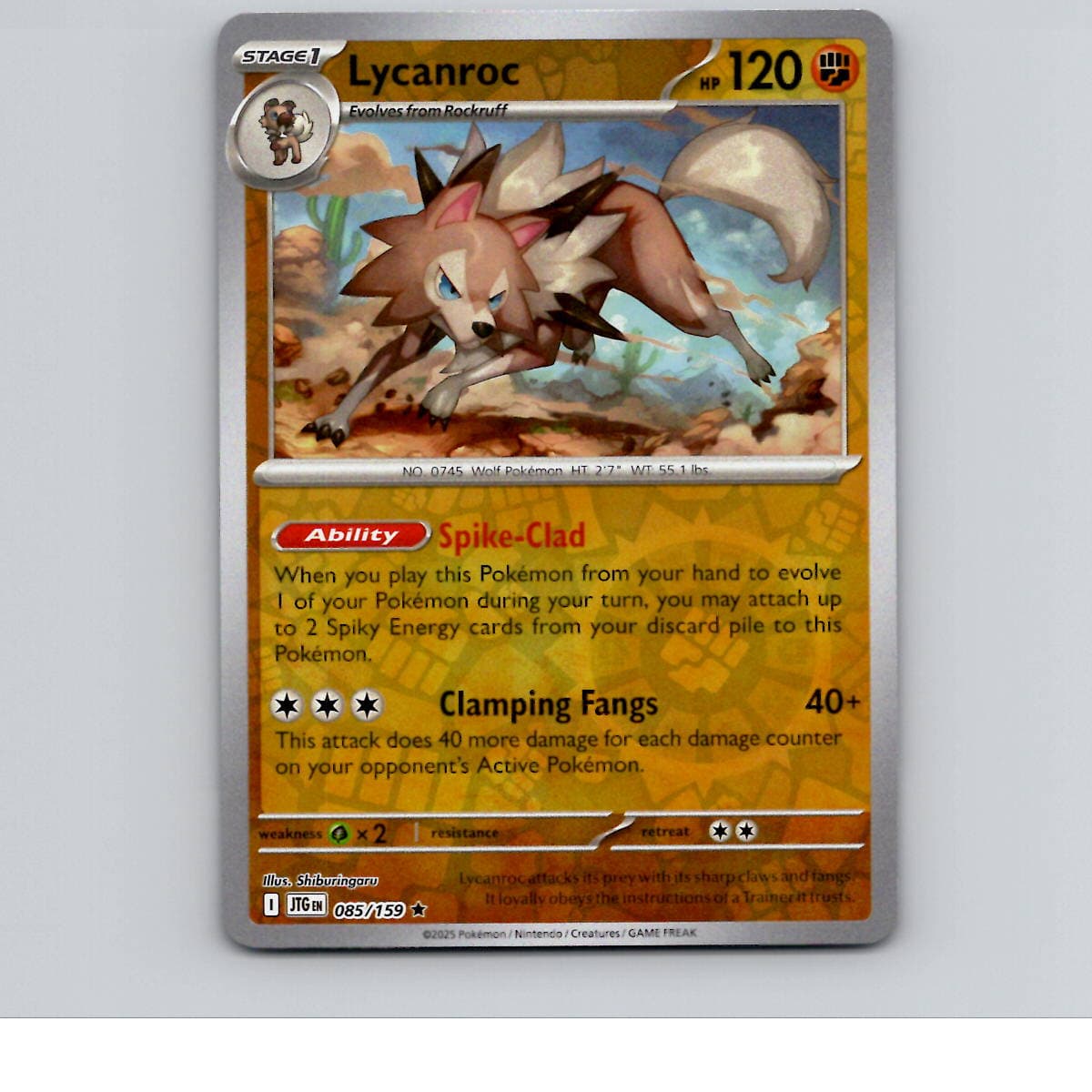 Lycanroc Reverse Holofoil SV09: Journey Together 085/159 NM