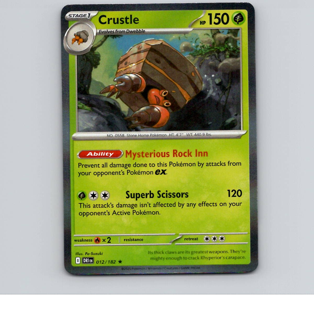 Crustle - 012/182 - DRI - Rare/ Holo - NM