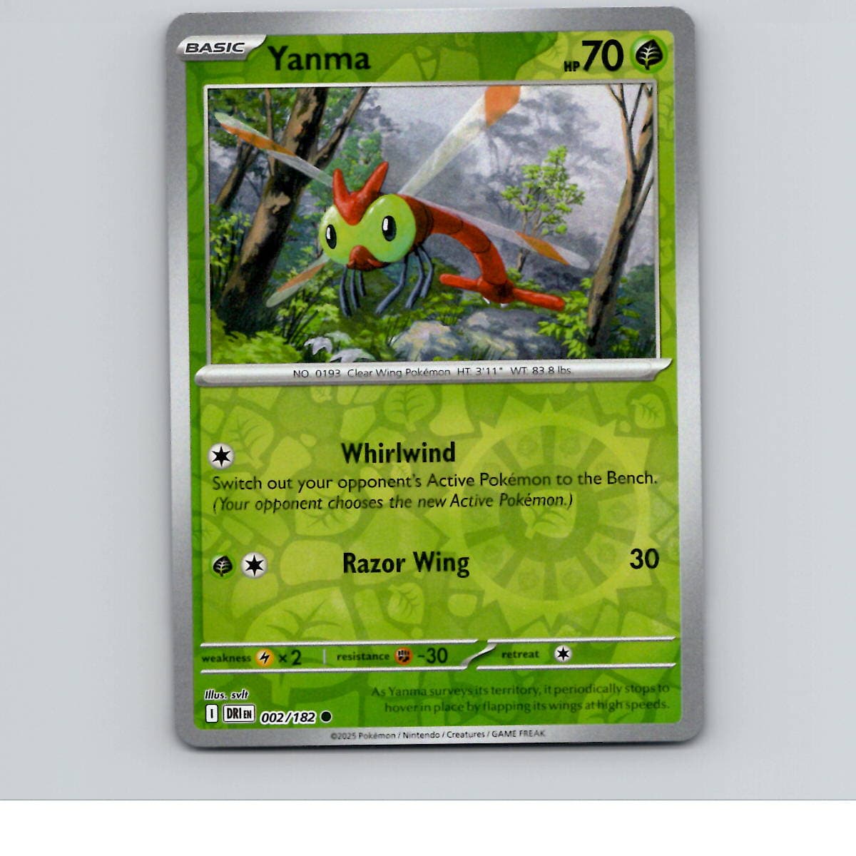 Yanma - 002/182 - DRI - Common/ Reverse Holo - NM
