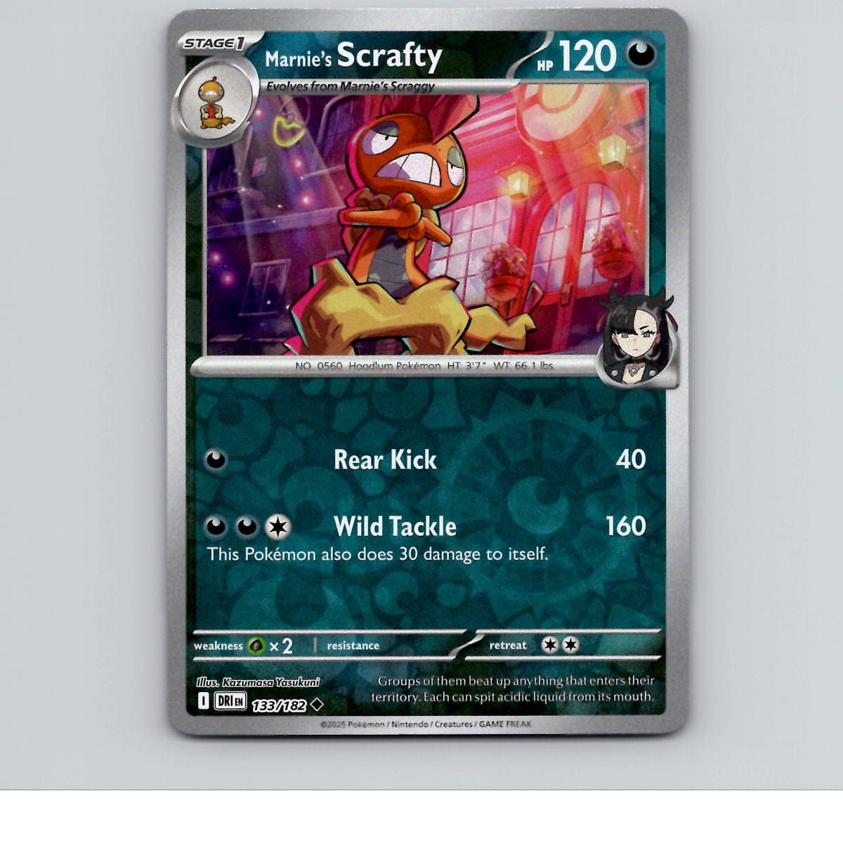 Marnie's Scrafty - 133/182 - DRI - Uncommon/ Reverse Holo - NM