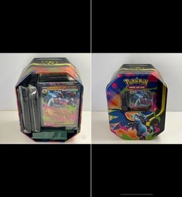 Pokémon Mega Charizard X ex Tin Promo Card Sleeves Coin Dice Deck Box / New