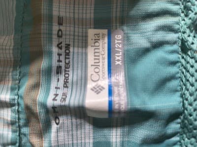 Columbia Omni-Shade UV Protection XXL Turquoise Plaid Short Sleeve Fishing Shirt