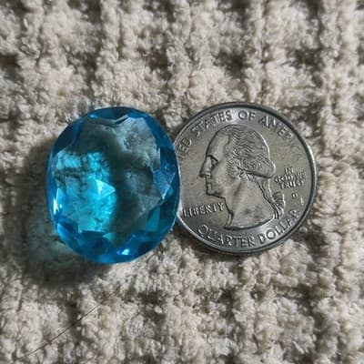 Oval Cut Blue Topaz Faceted Gemstone Transparent Loose Stone
