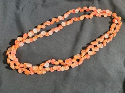 Layered Pink Orange Beaded Necklace Round Discs Hook Closure Fashion
