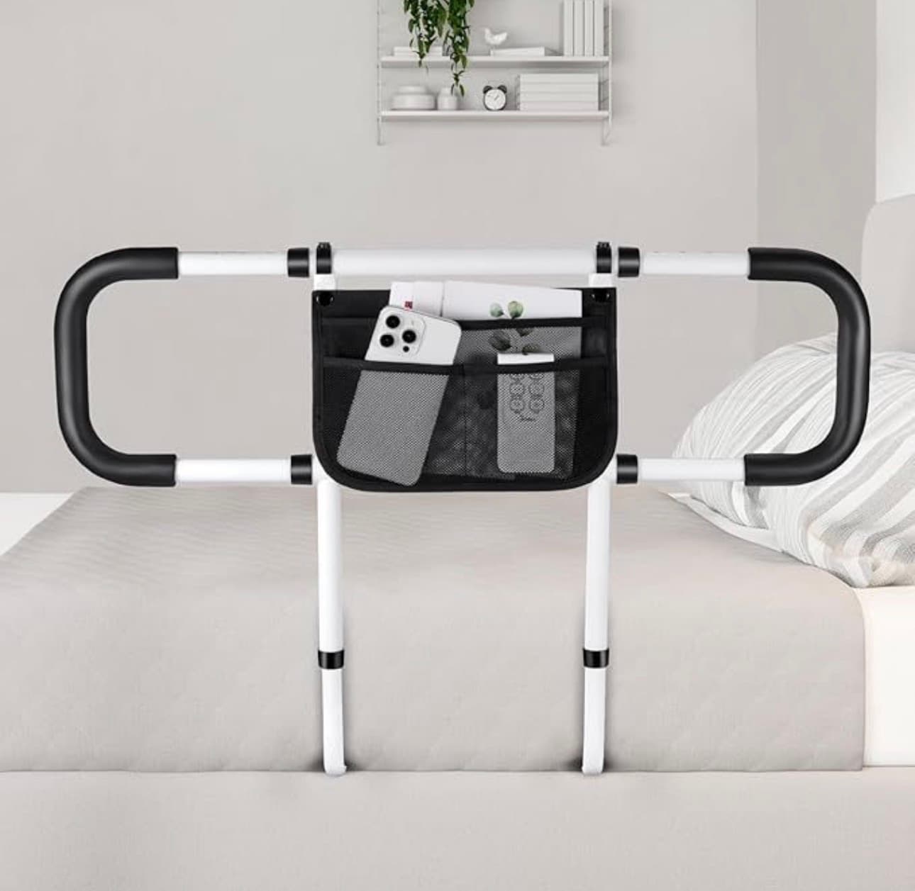 Adjustable Bed Rail with Storage Pocket