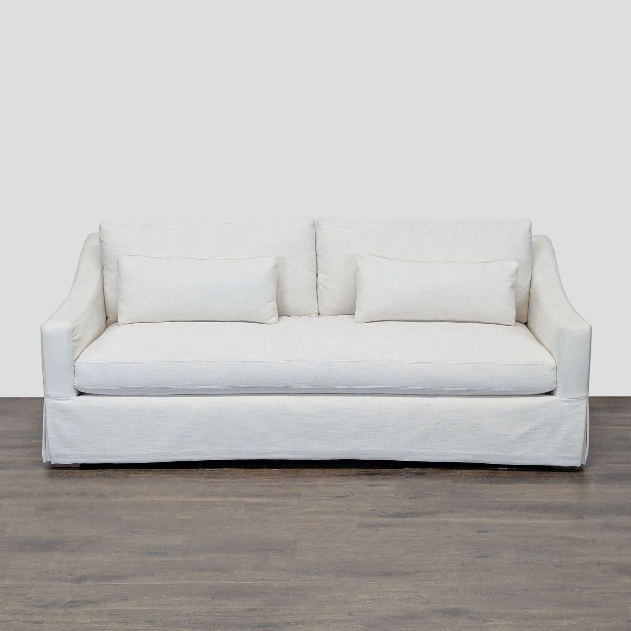 Restoration Hardware Belgian White Slipcovered Fabric Loveseat with Cushions
