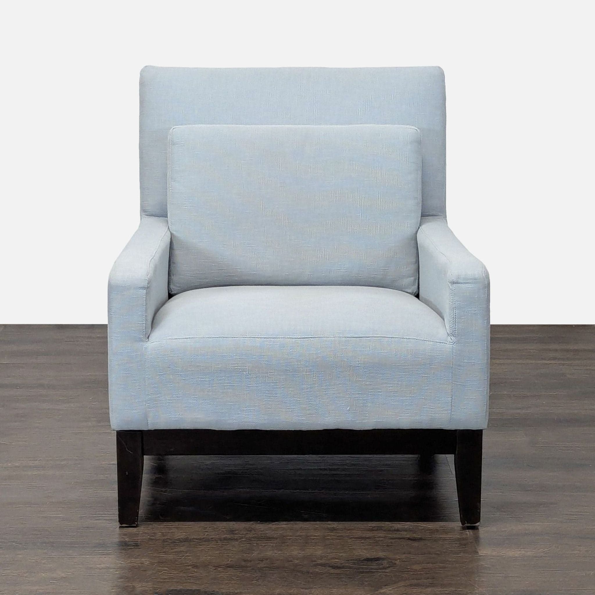 West Elm Modern Lounge Chair in Light Blue Fabric