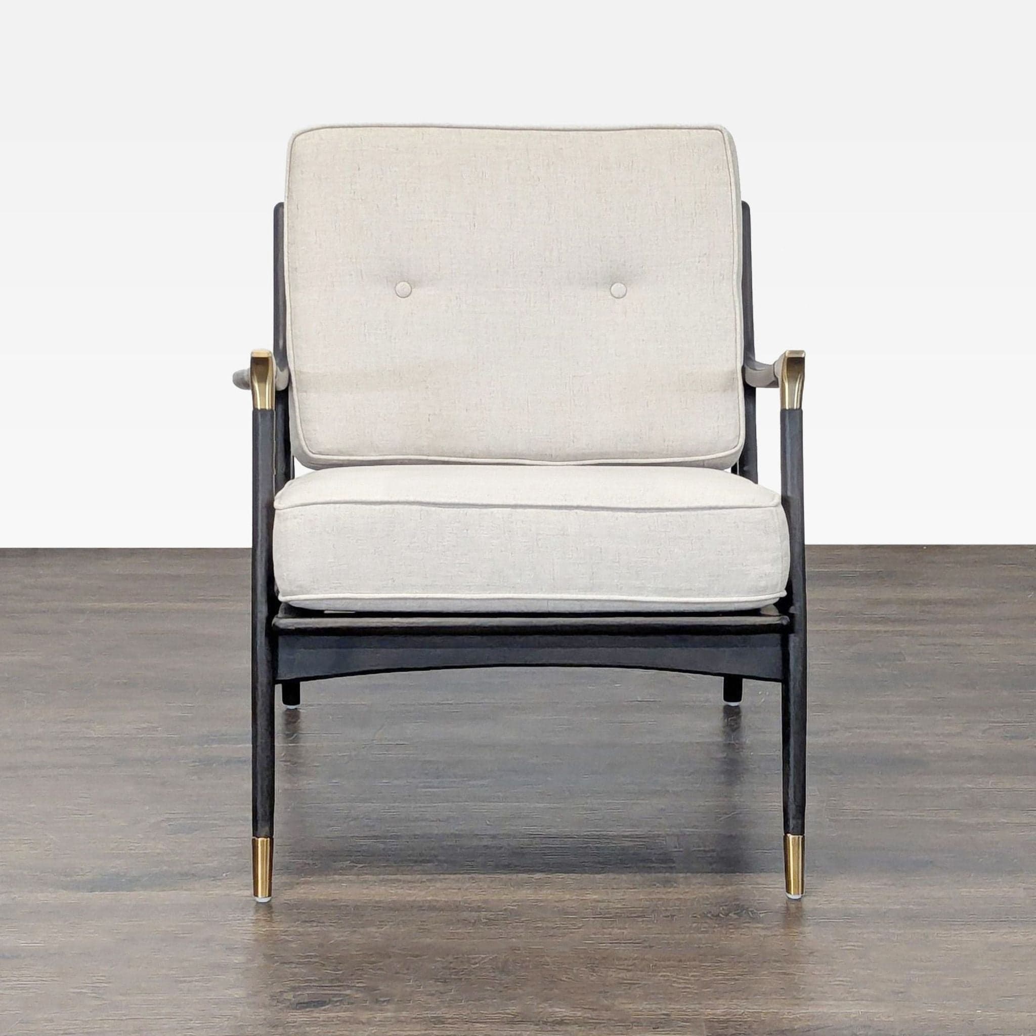 Anthropologie Mid-Century Modern Style Lounge Chair with Cream Cushions
