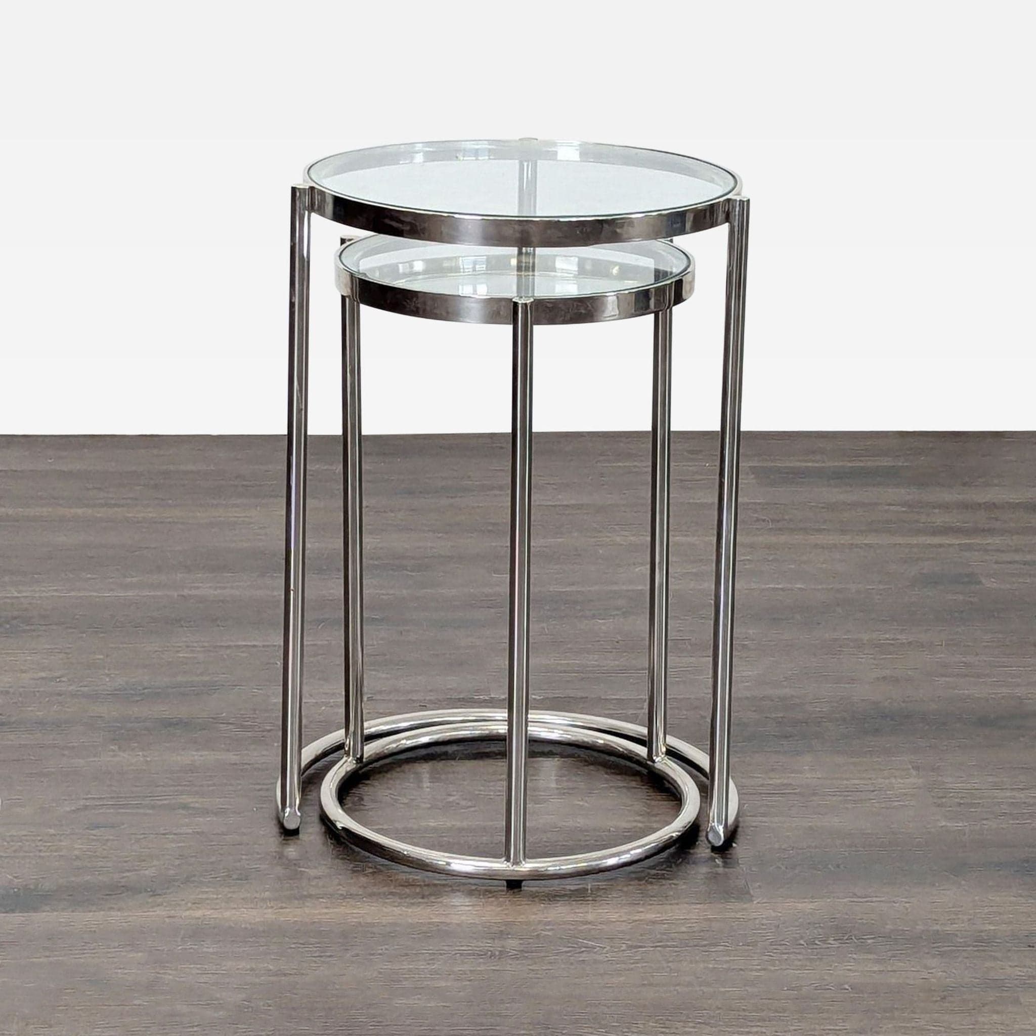 Pair of Chrome & Glass Nesting Tables