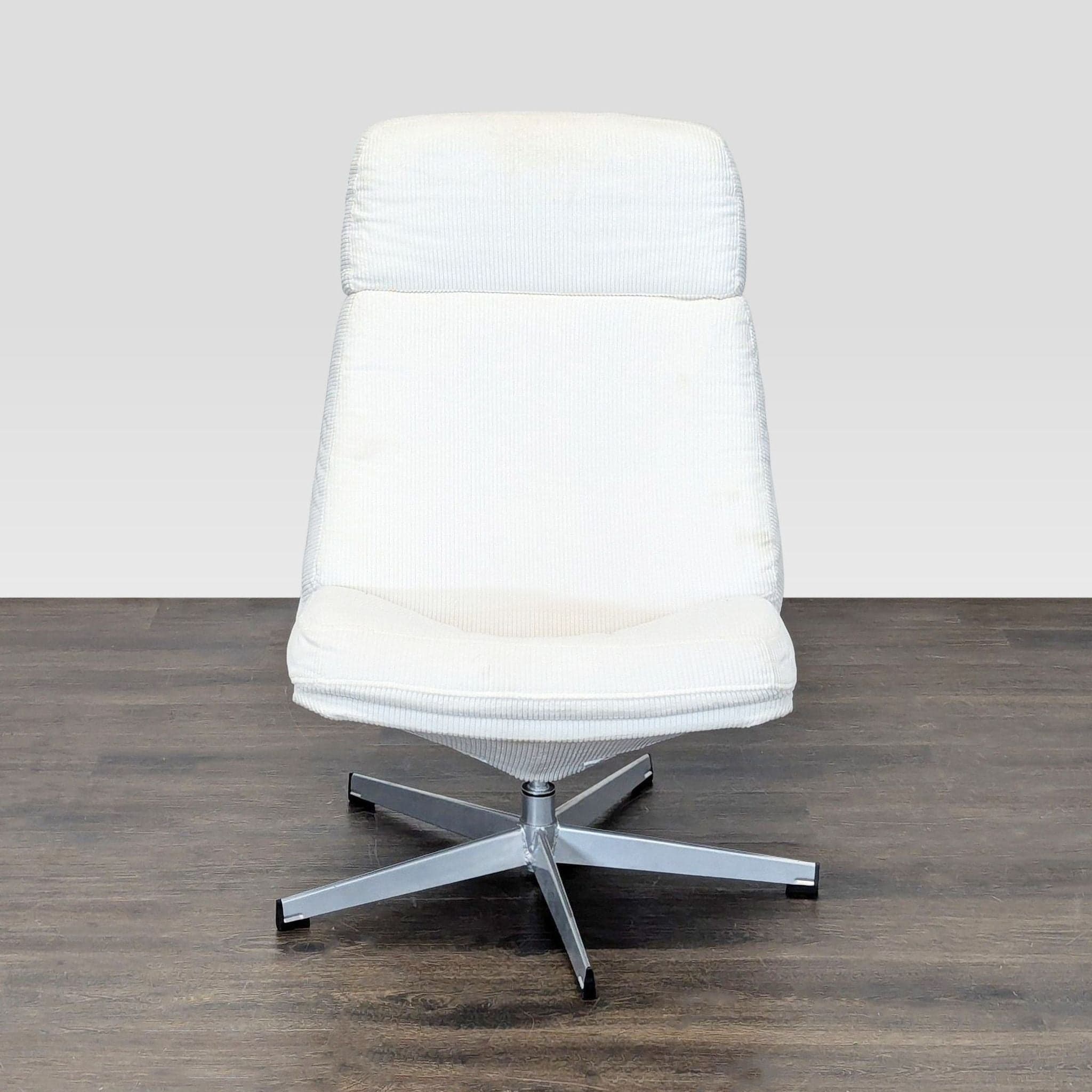 Ikea Modern White Lounge Chair with Swivel Metal Base