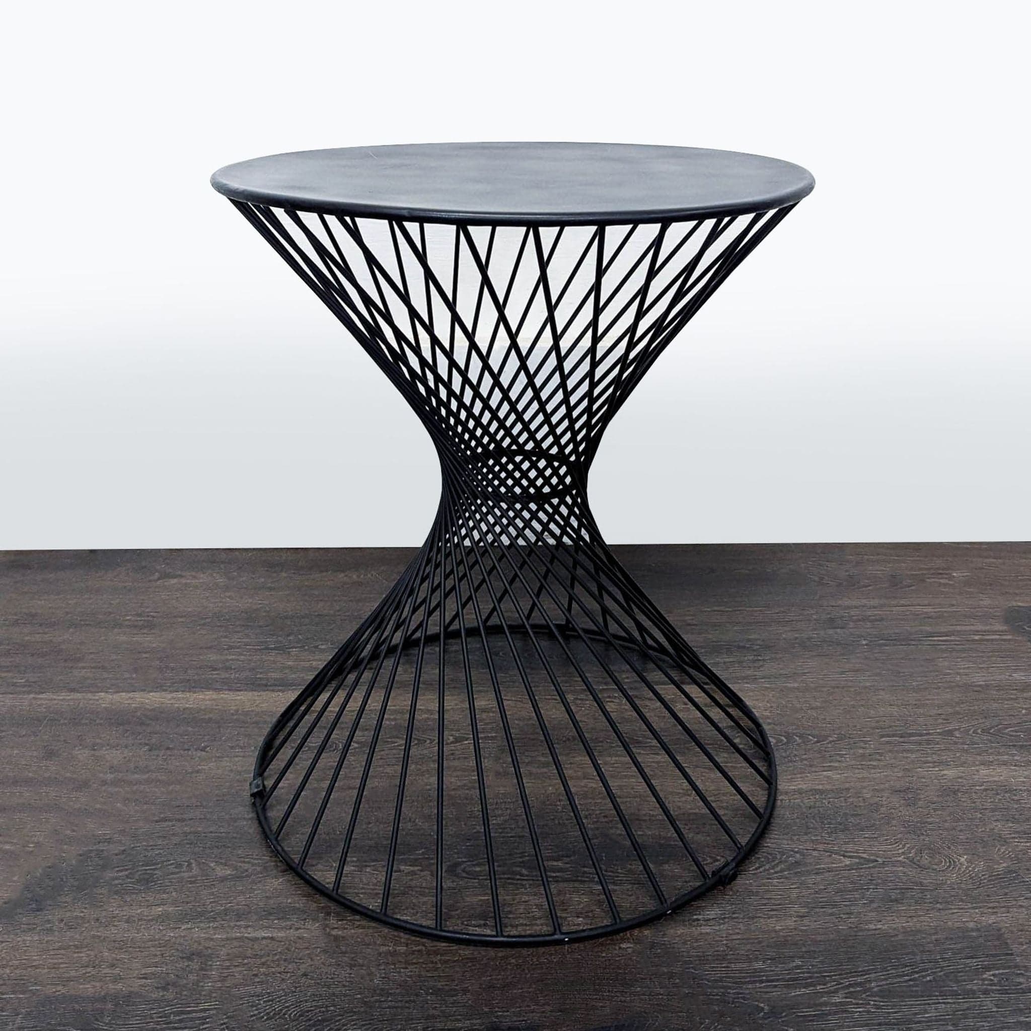 Modern Black Wire Frame Accent Outdoor Table with Round Top