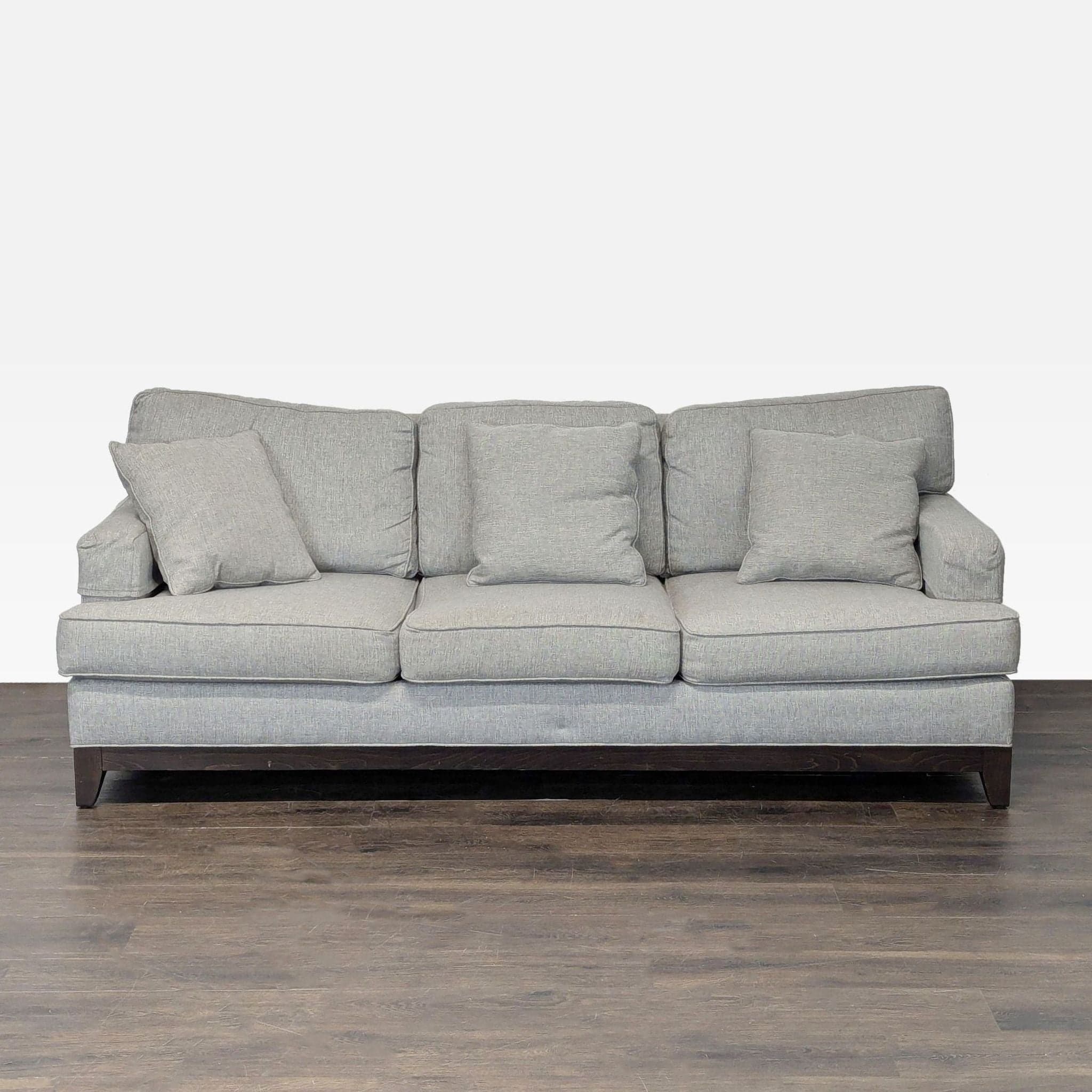 Ethan Allen Arcata 3-Seat Gray Sofa with Cushions