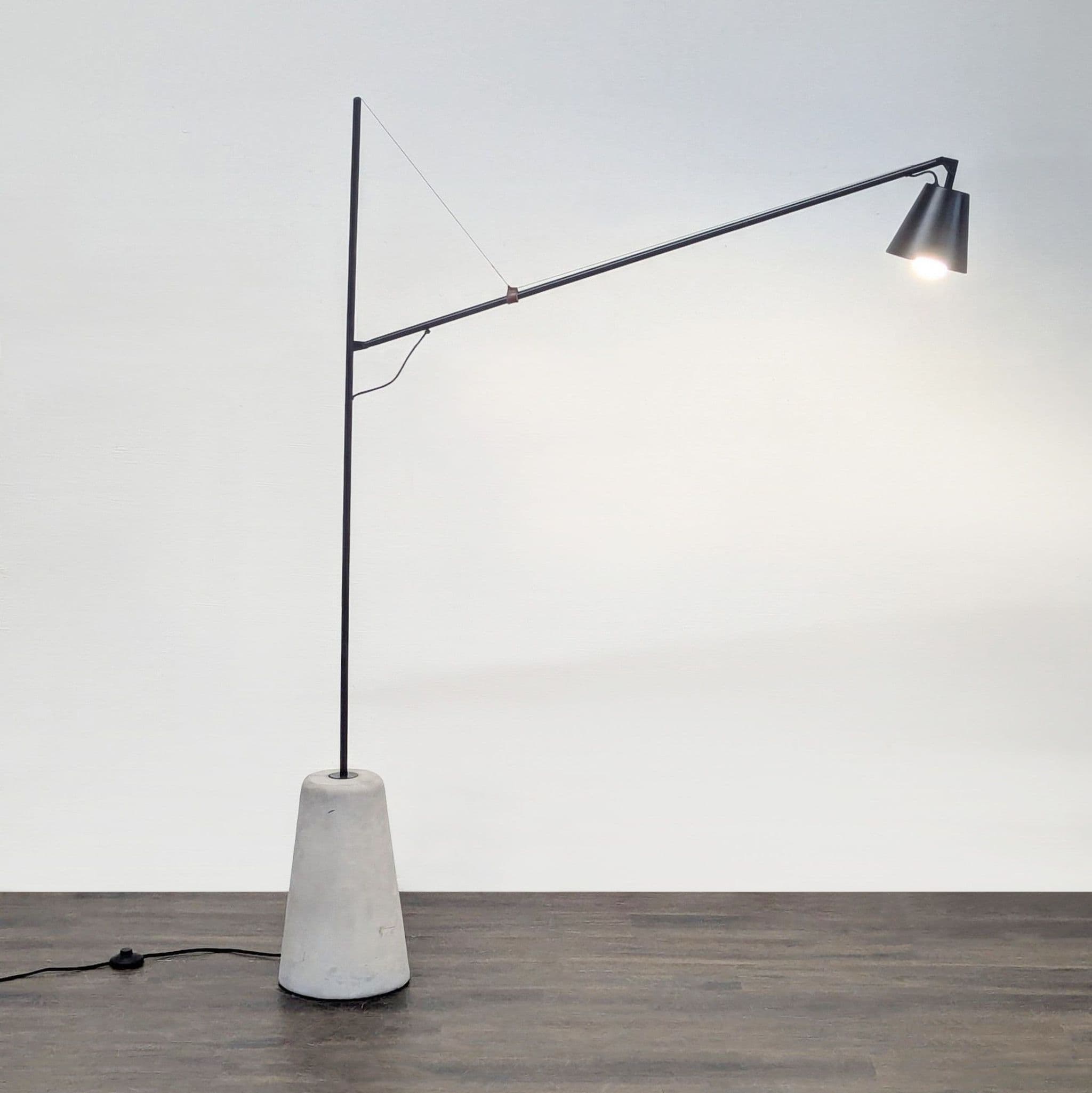EQ3 Modern Black Floor Lamp with Concrete Base
