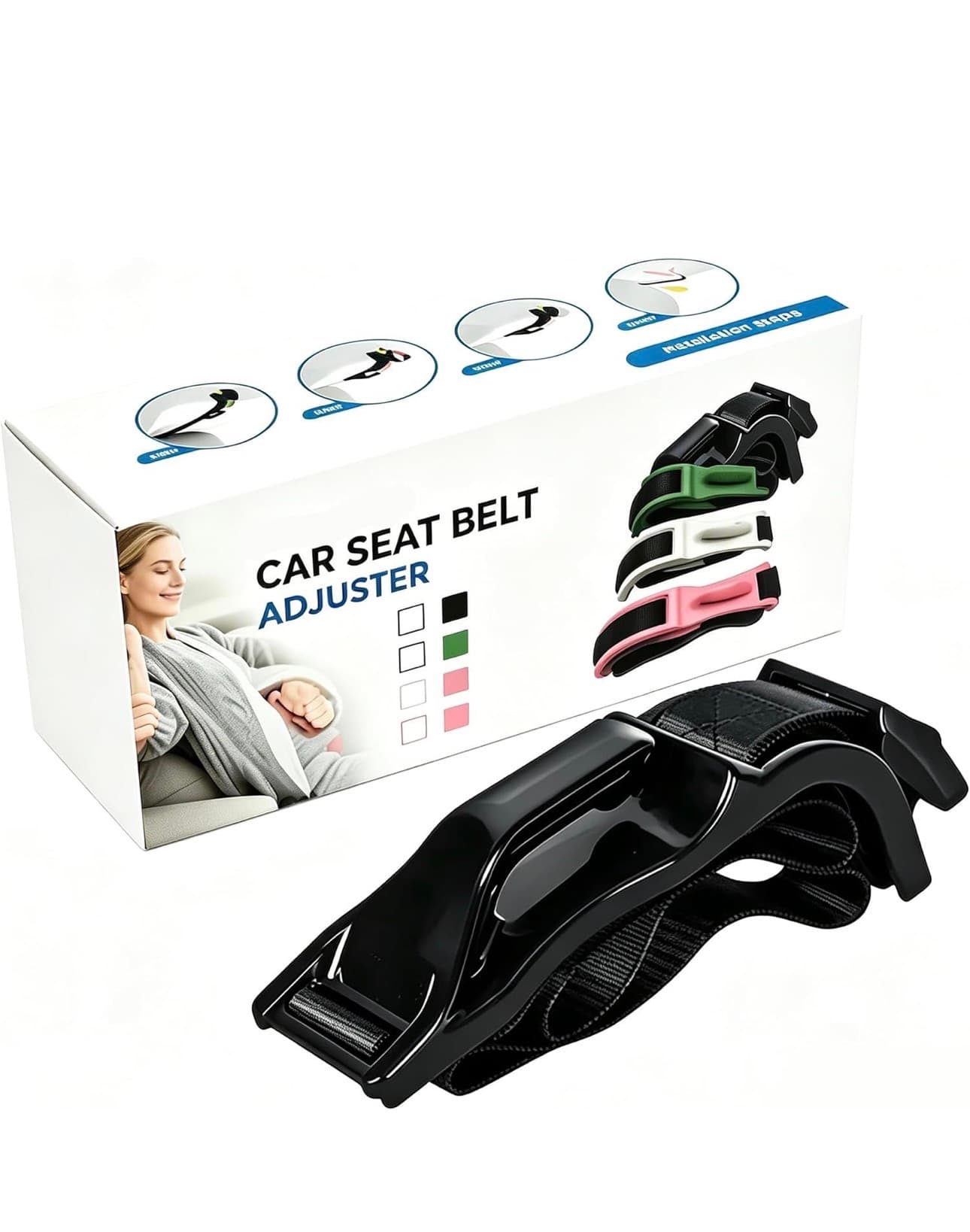 Pregnancy Seat Belt Cover for Women, Soft Seatbelt Shoulder Pad Cushion, Universal Car Seat Belt Pad, Breathable Anti-Slip Comfort Pad, Easy Install, Washable Car Accessory for Driving Travel Black