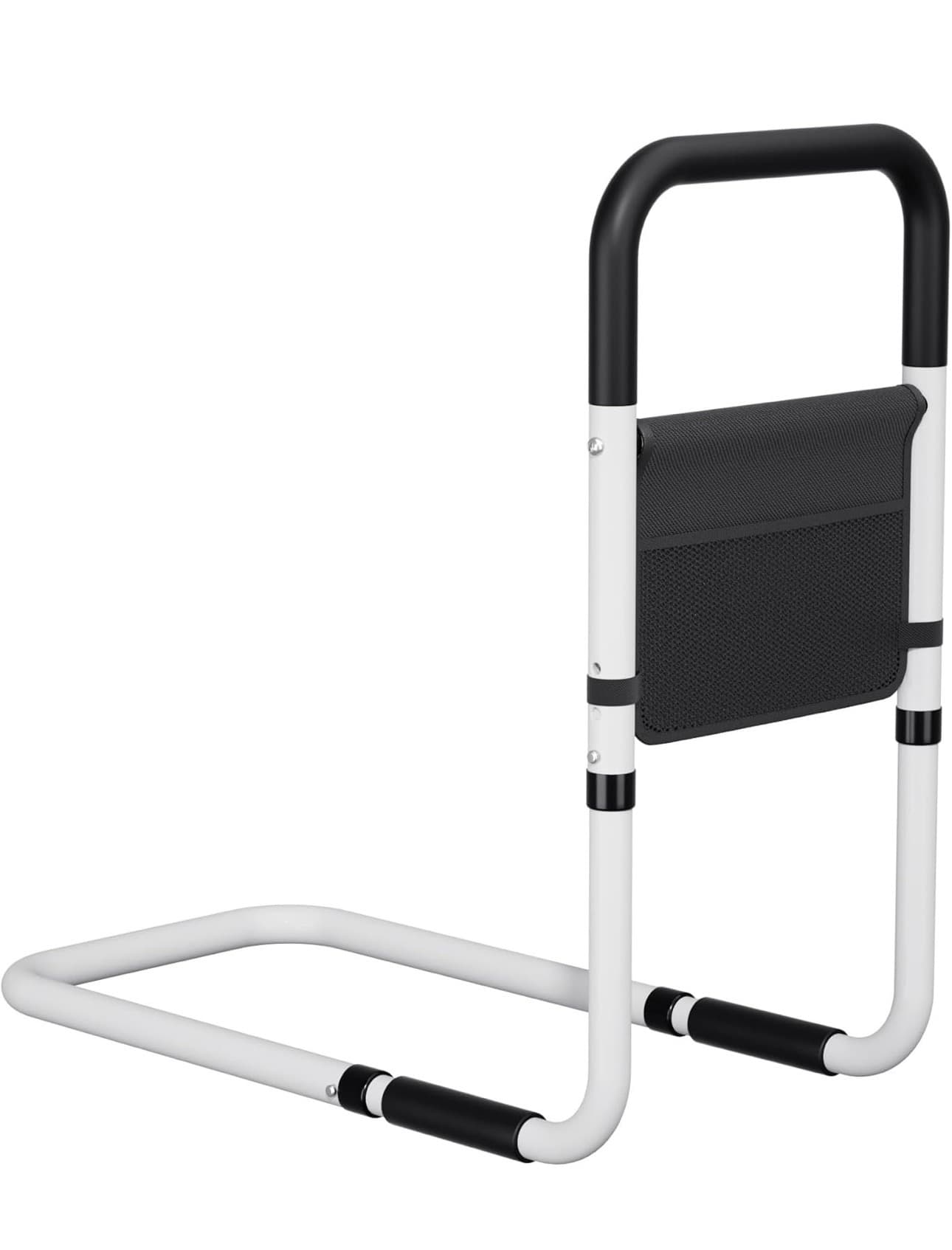 Hopelight Adjustable Bed Rail Support Handle with Storage Pouch, White and Black, Height Assist Safety Guard, Adjustable Bed Assist Rails for Seniors & Patients - Fits All Beds, Tool-Free