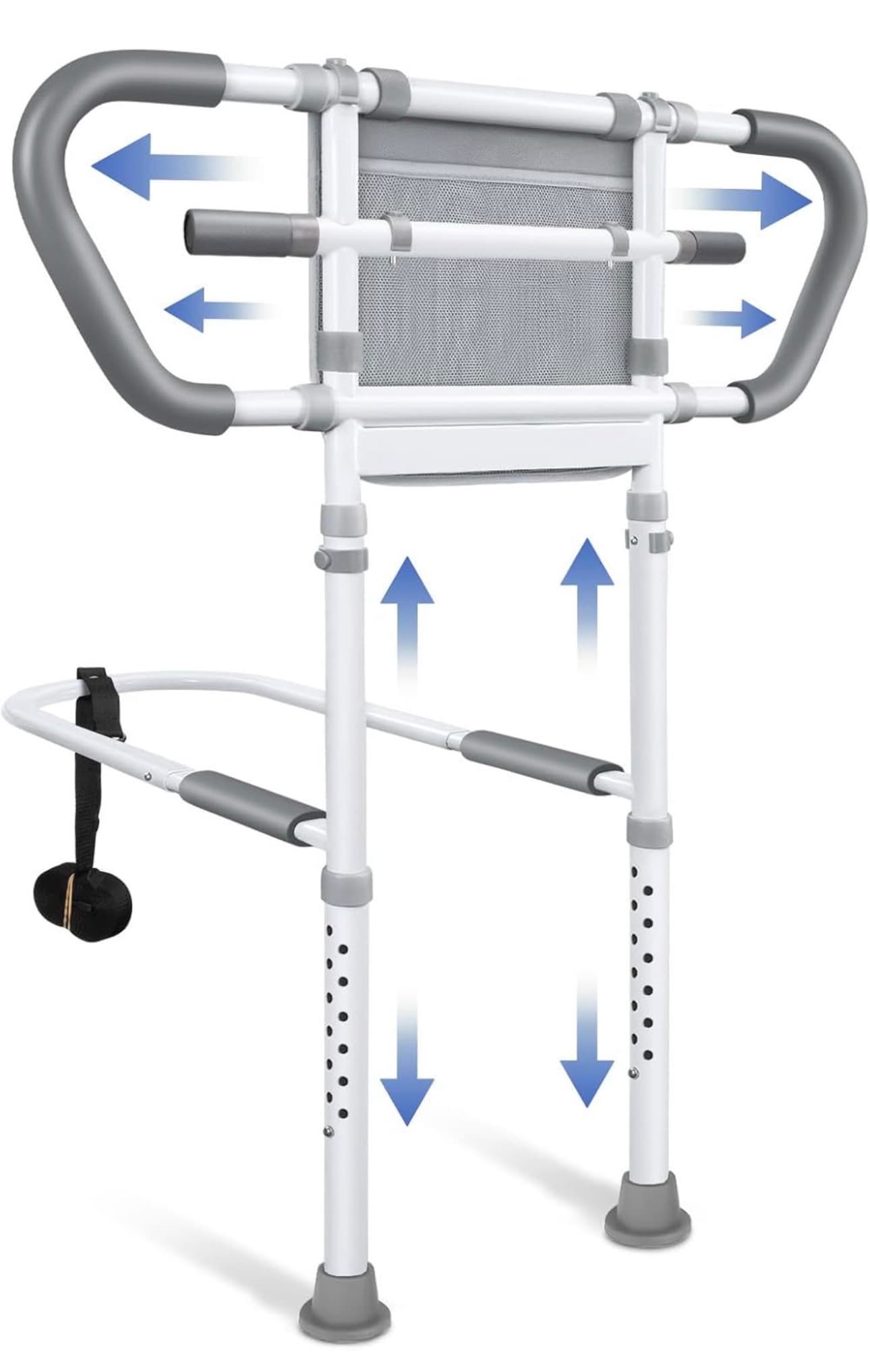 Bedside Rail for Elderly Safety Adjustable Bed Aid with Storage Pocket, Non-Slip Handle, 400 Ibs Gravity Capacity -Gray (Stand-Compatible with Bed Frames 13.19" or Higher)