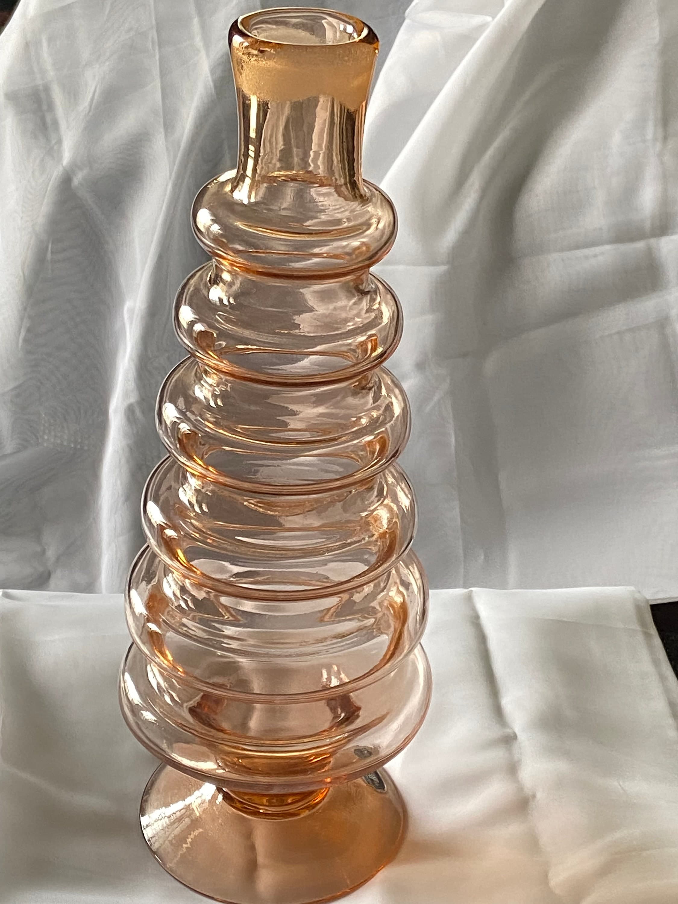 Rare Mid Century Bischoff Ribbed Glass Decanter Vase