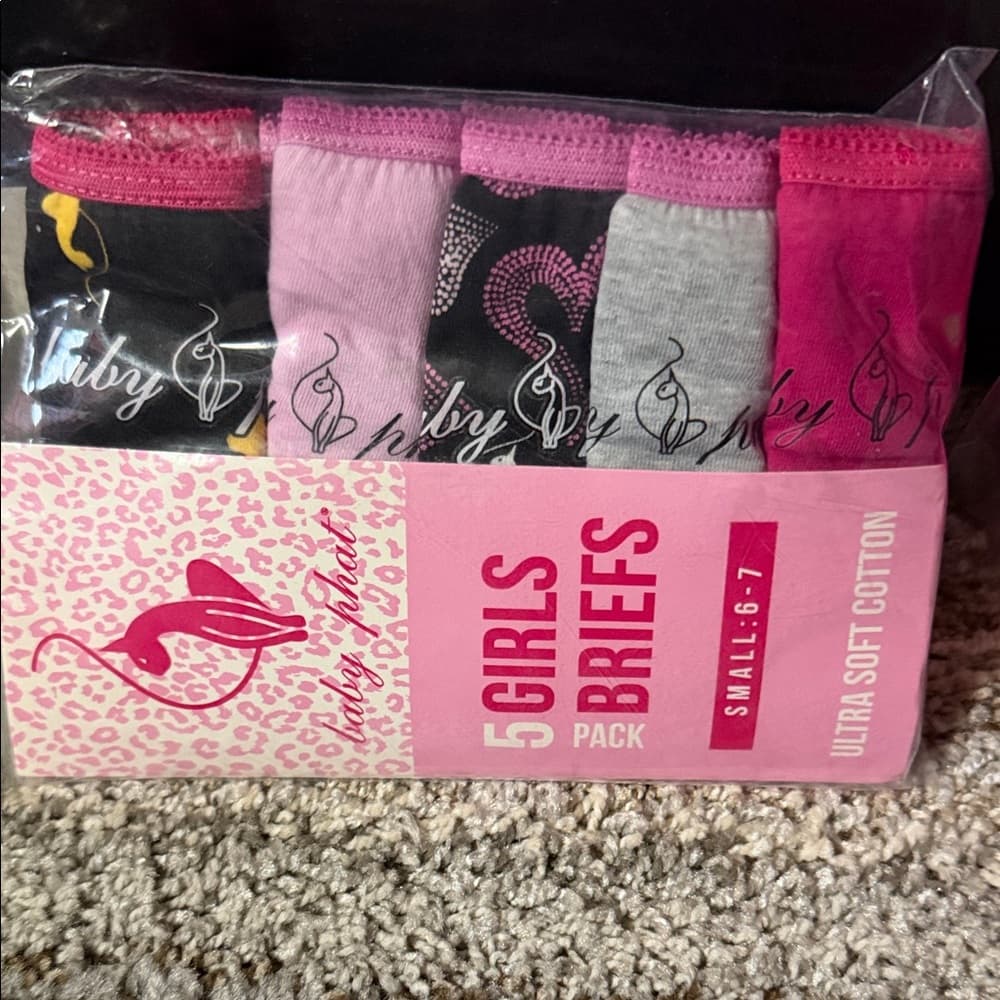 Baby Phat Girls' Briefs 5-Pack - Pink, Gray, Black, Purple