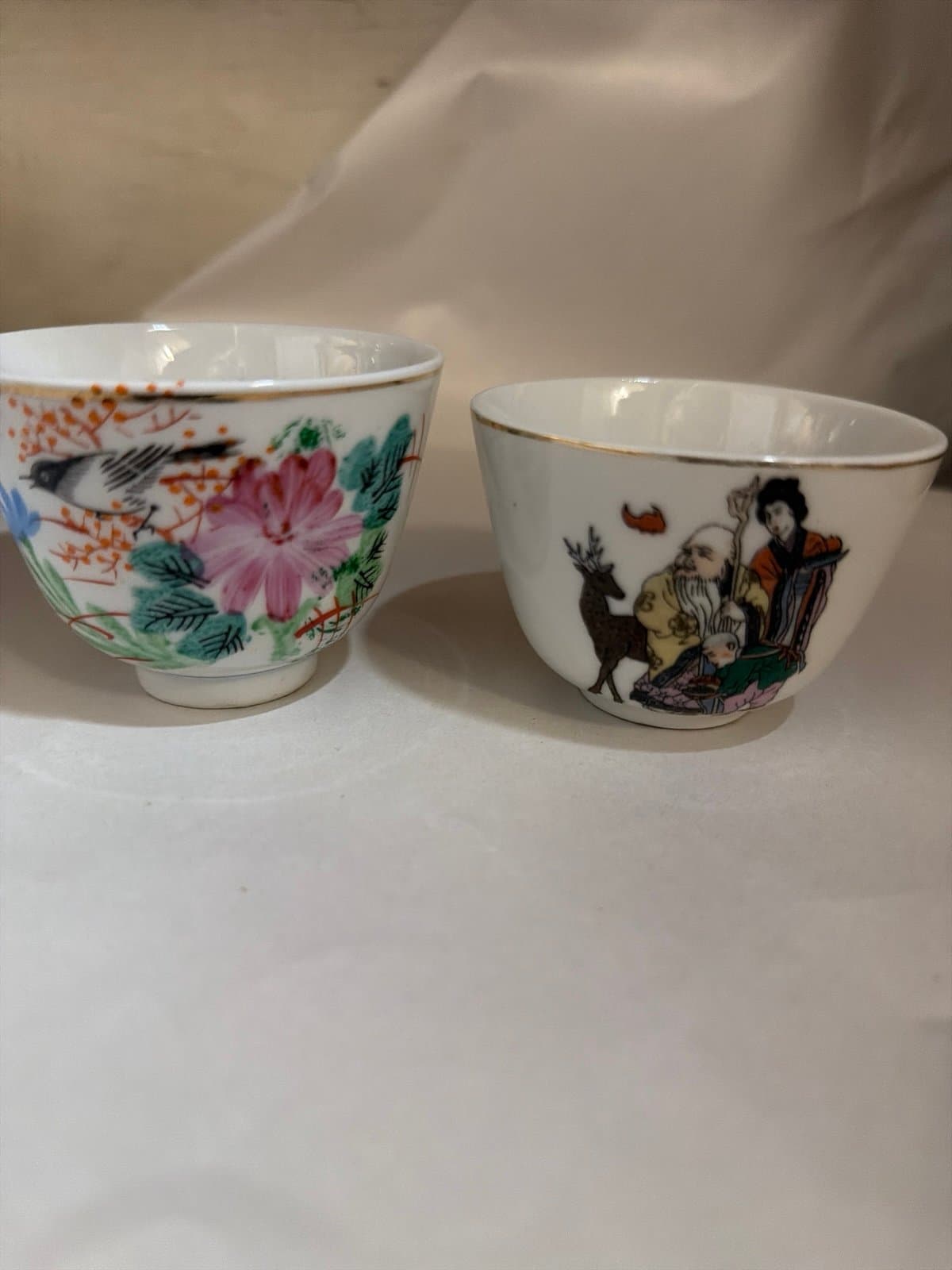2 mismatched sake cups vintage