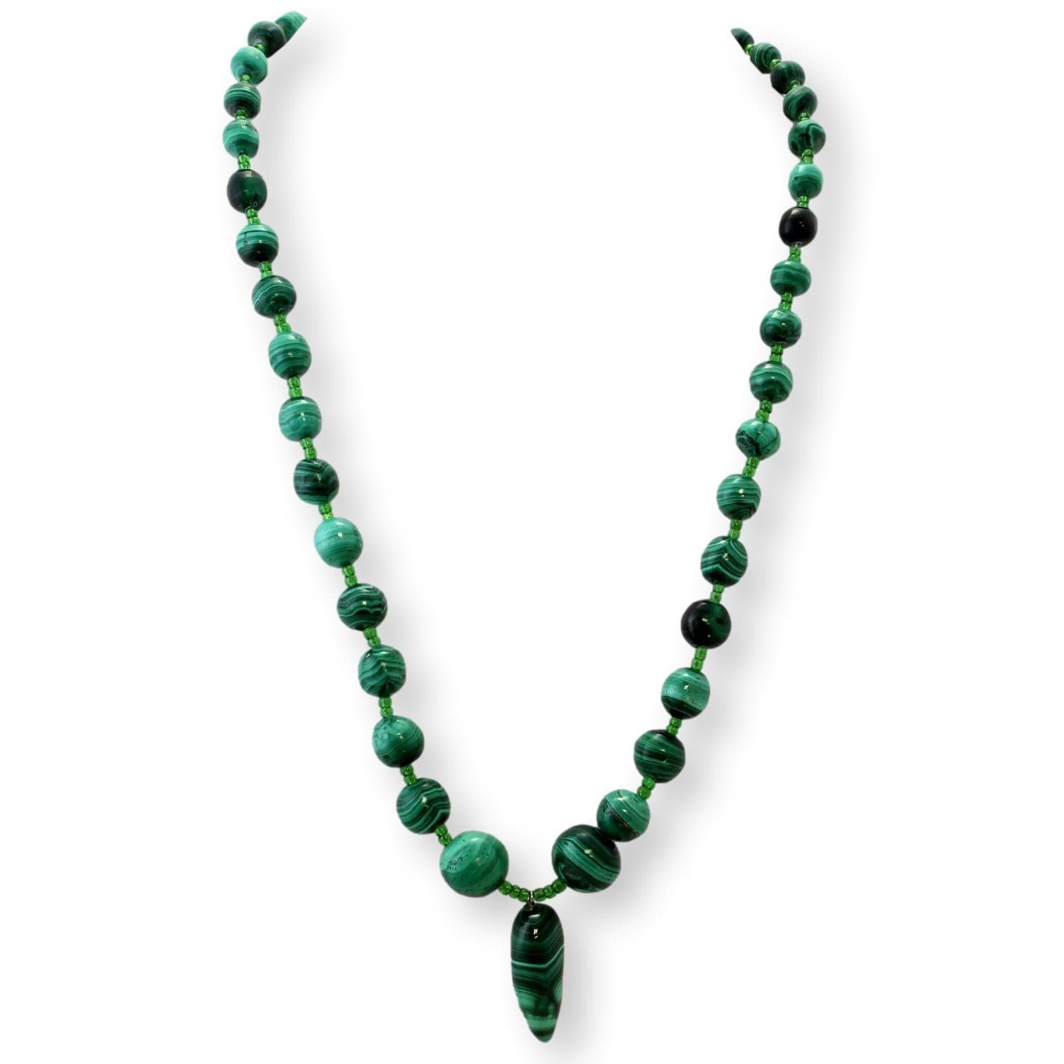 Graduated Natural Zambian Malachite Necklace | Free-Form Pendant - 24 in