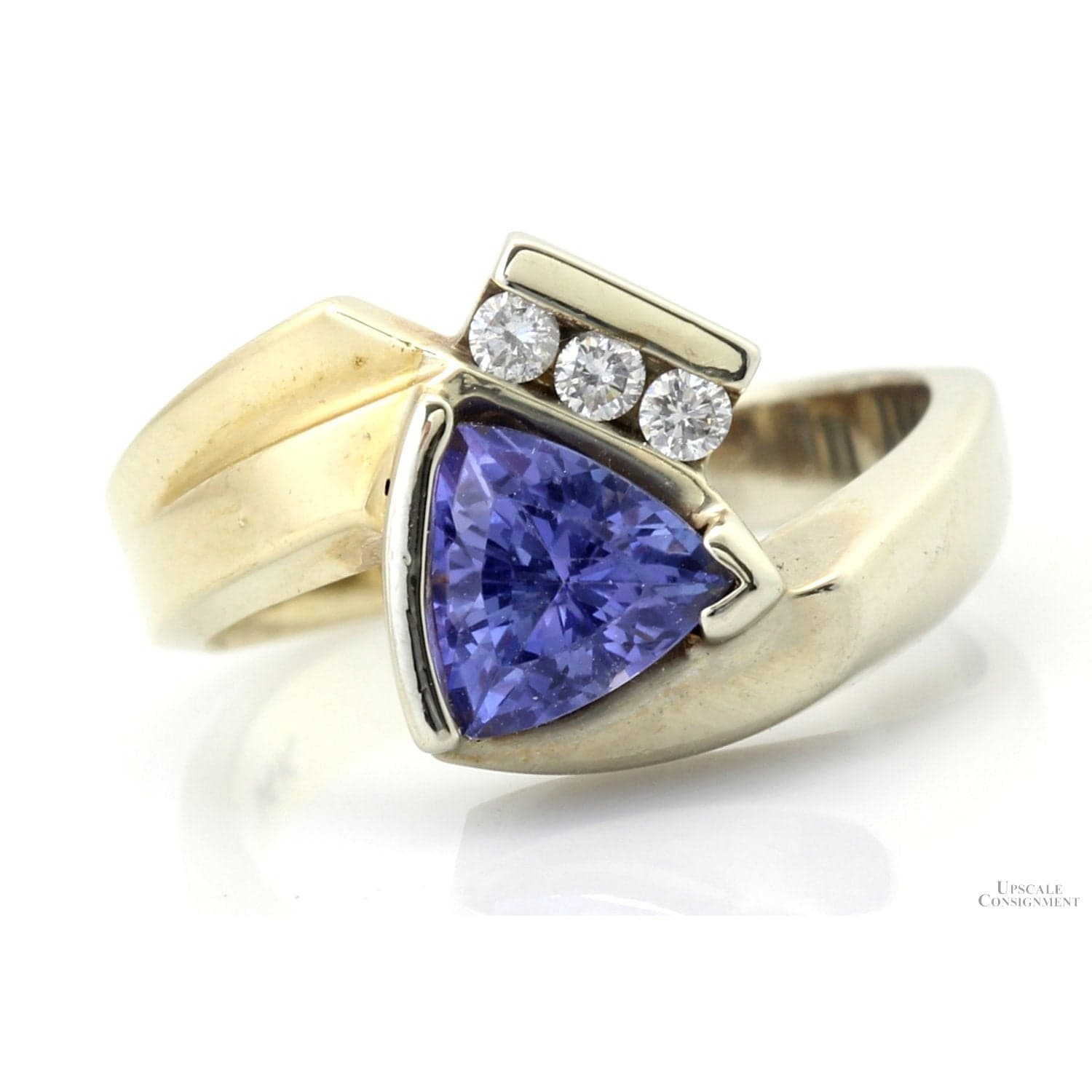 14K Yellow Gold Trillion-Cut Tanzanite & Diamond Ring - Default Title / Size 7