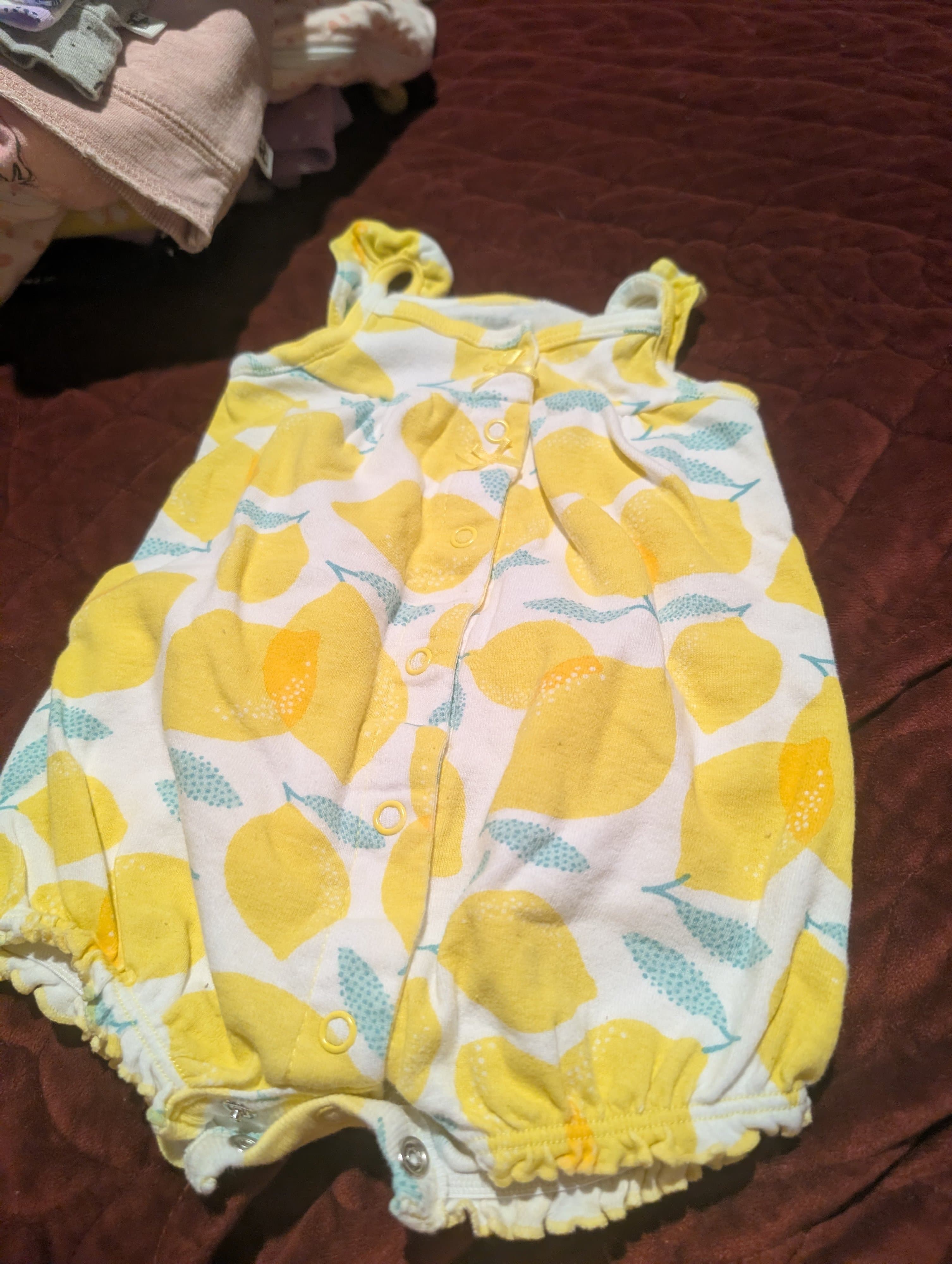Child of Mine by Carter's Lemon Print Romper 0-3 Months