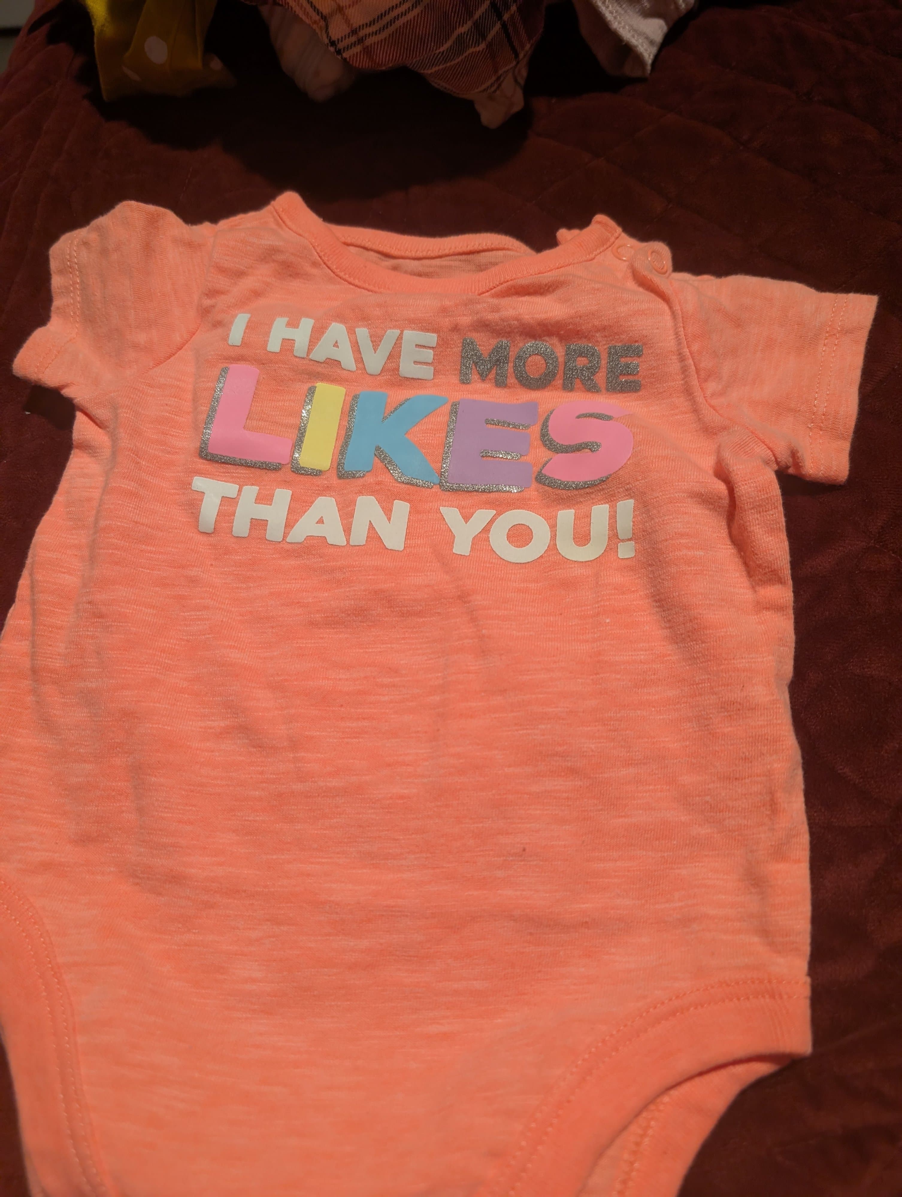 Garanimals Baby Onesie 3-6M Orange Graphic Short Sleeve