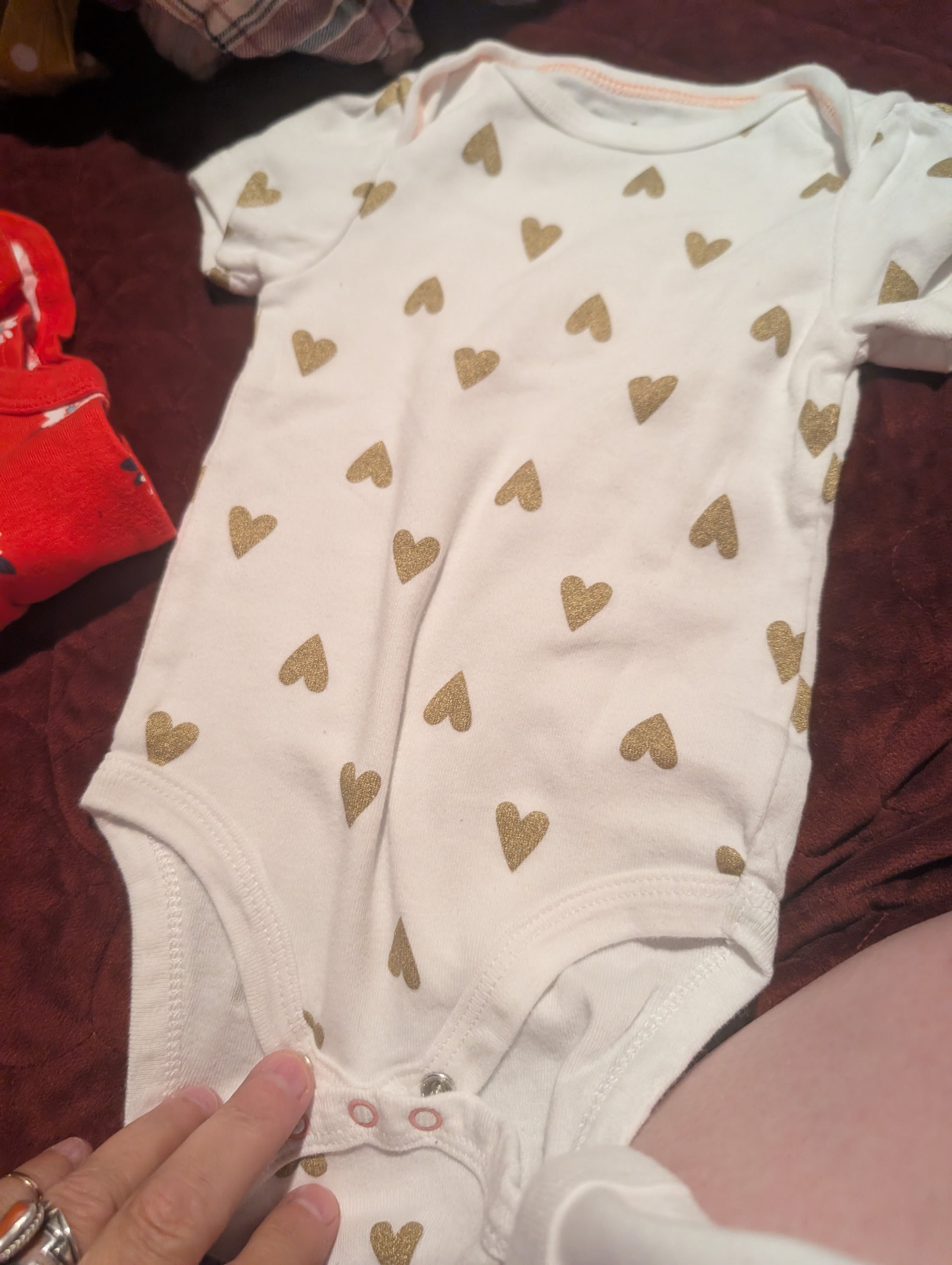 Cloud Island Baby Bodysuit 3-6M Gold Heart Print