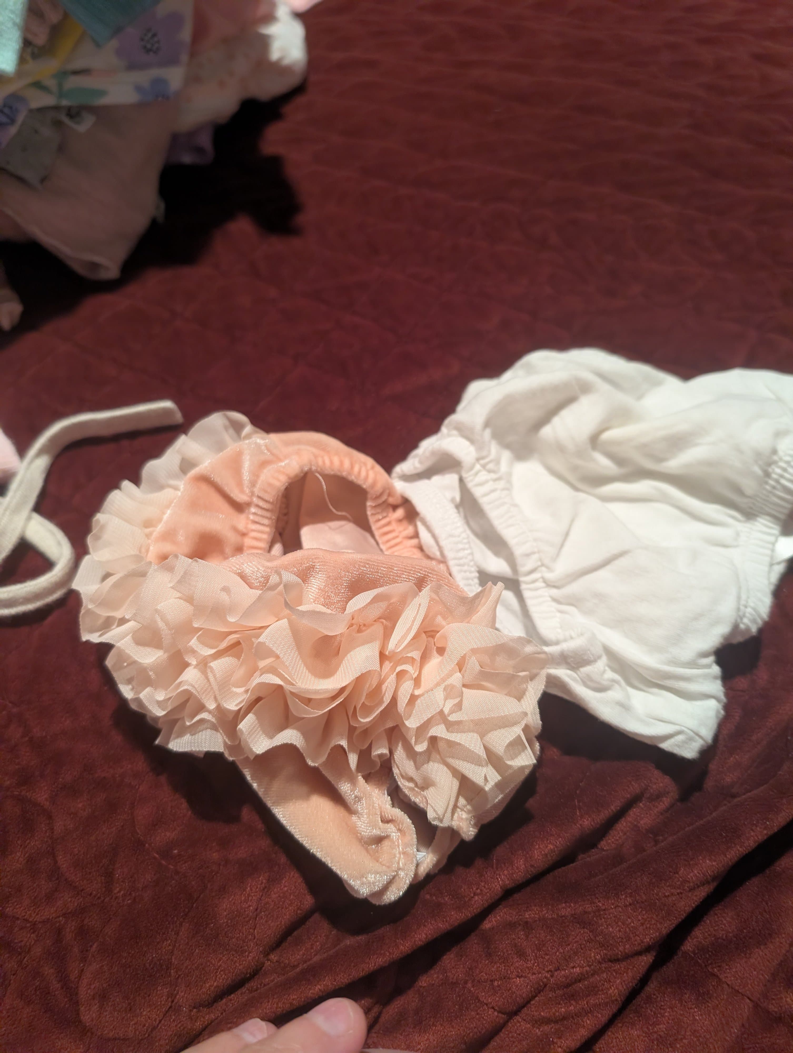 Baby Ruffle Bloomers Set Peach and White