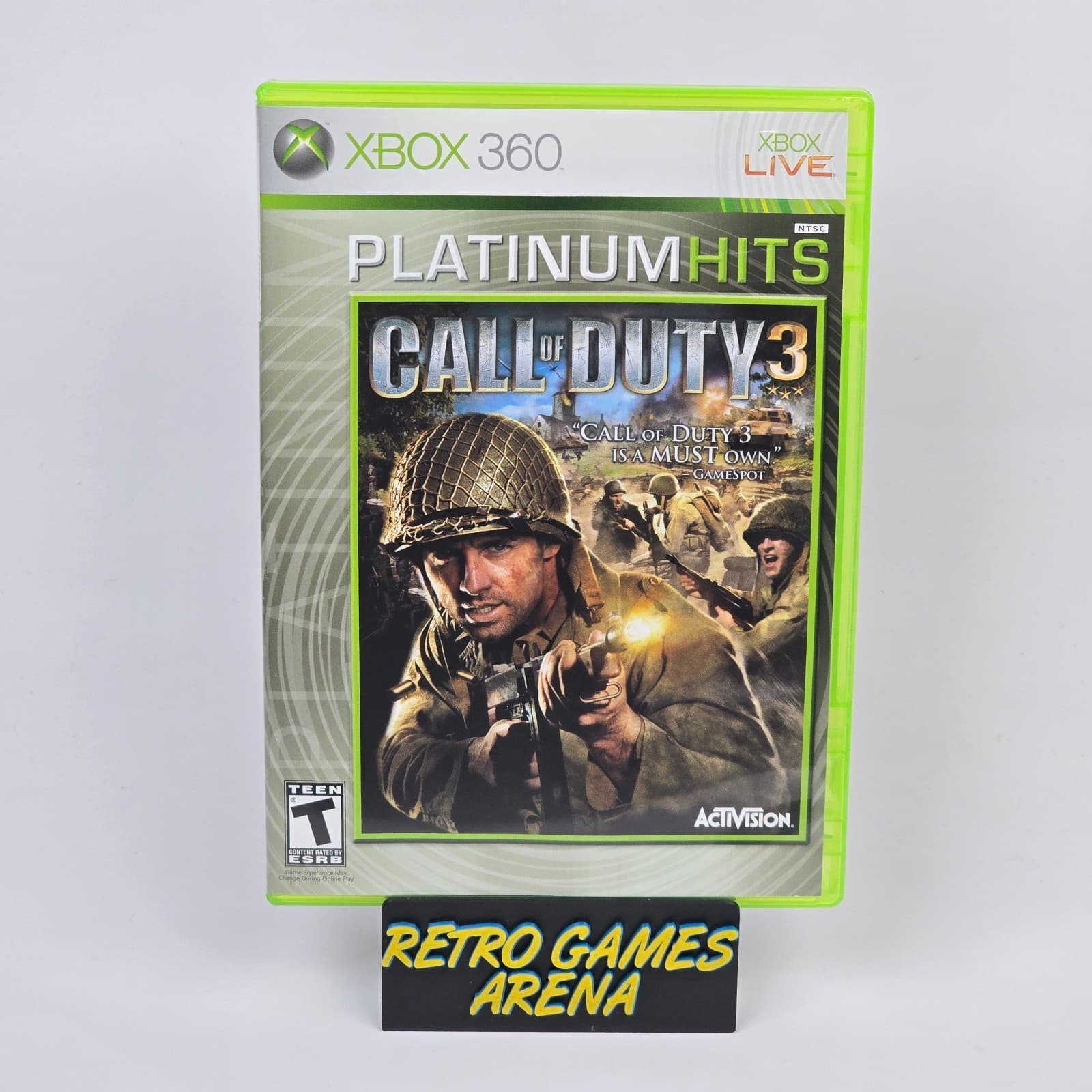 Call of Duty 3 (Xbox 360) Platinum Case & Disc TESTED