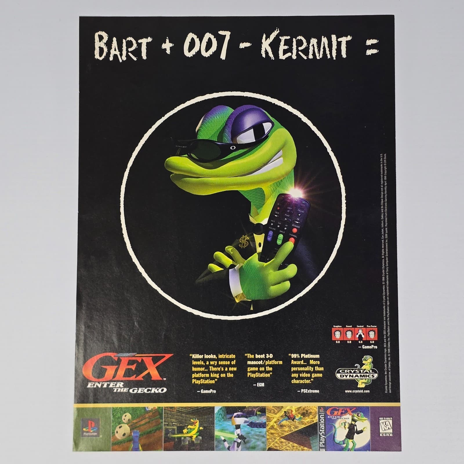 GEX Enter The Gecko PlayStation PS1 Kermit Print Ad/Poster