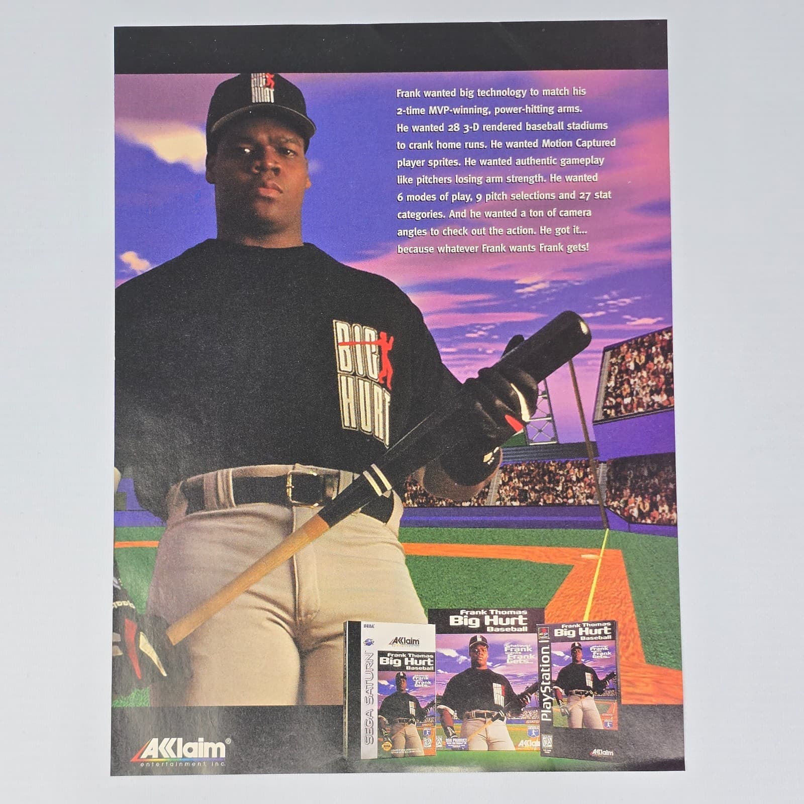 Frank Thomas Baseball Sega Saturn PlayStation PS1 Pitchers Print Ad/Poster