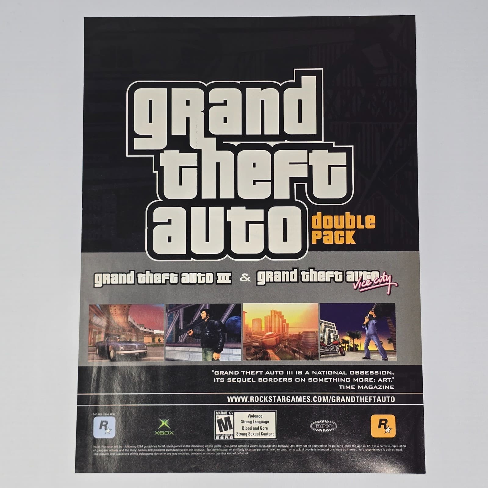 Grand Theft Auto Double Pack 3 Xbox Obsession Print Ad/Poster