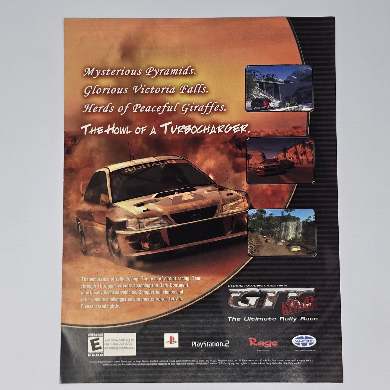 GTC Global Touring Challenge PlayStation 2 PS2 Turbocharger Print Ad/Poster