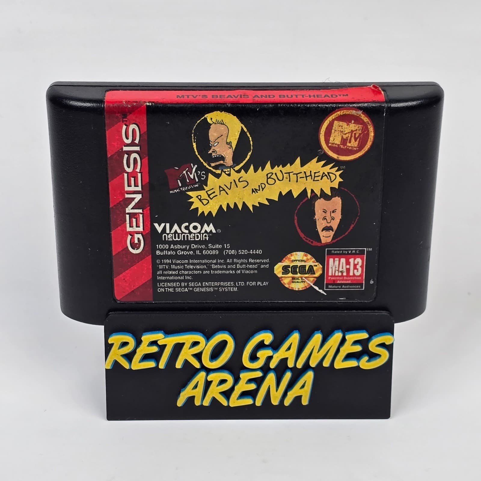 Beavis and Butt-head Butthead (Sega Genesis) Cartridge (Label Top Corner Peeled)