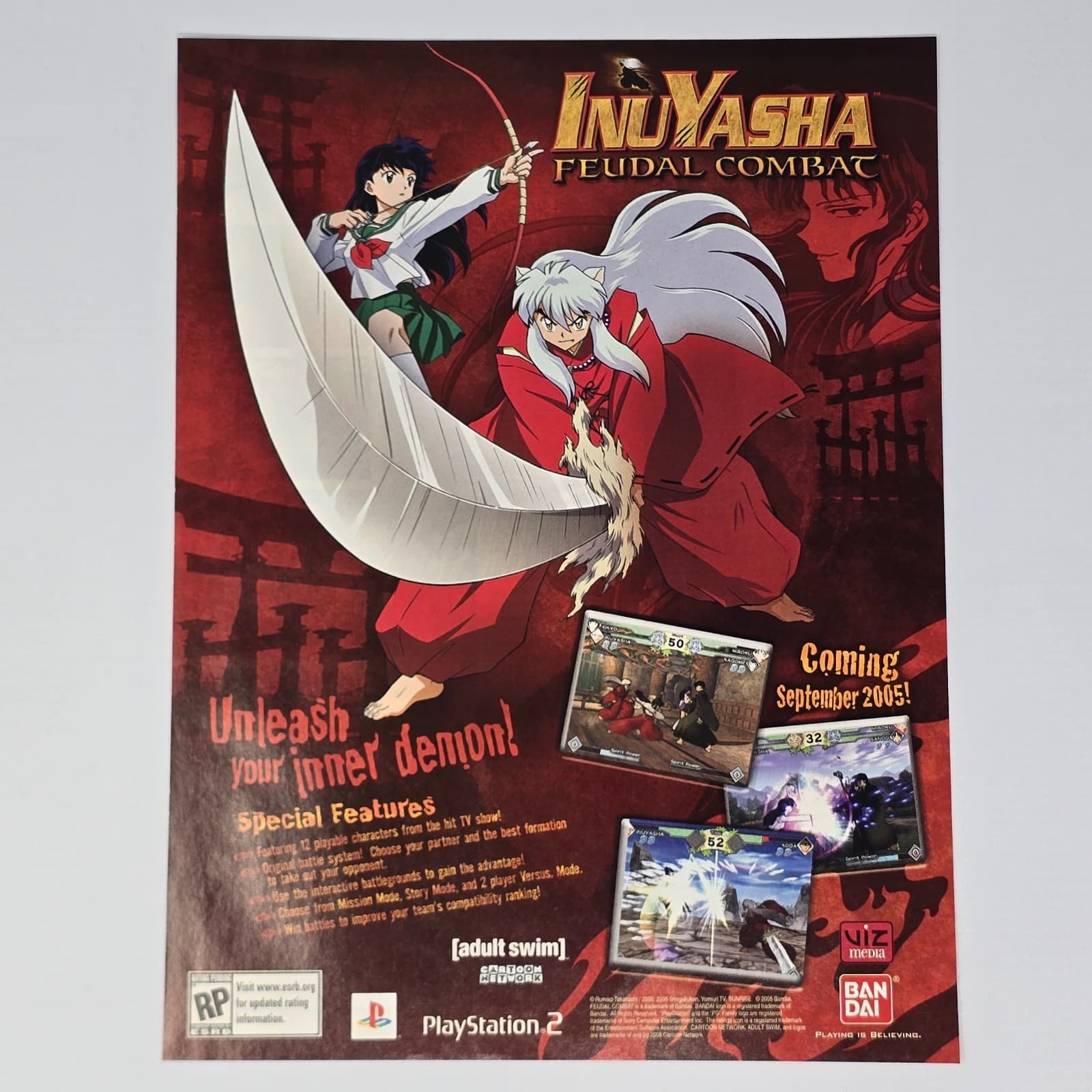 Inuyasha Feudal Combat PlayStation 2 PS2 Inner Demon Print Ad/Poster