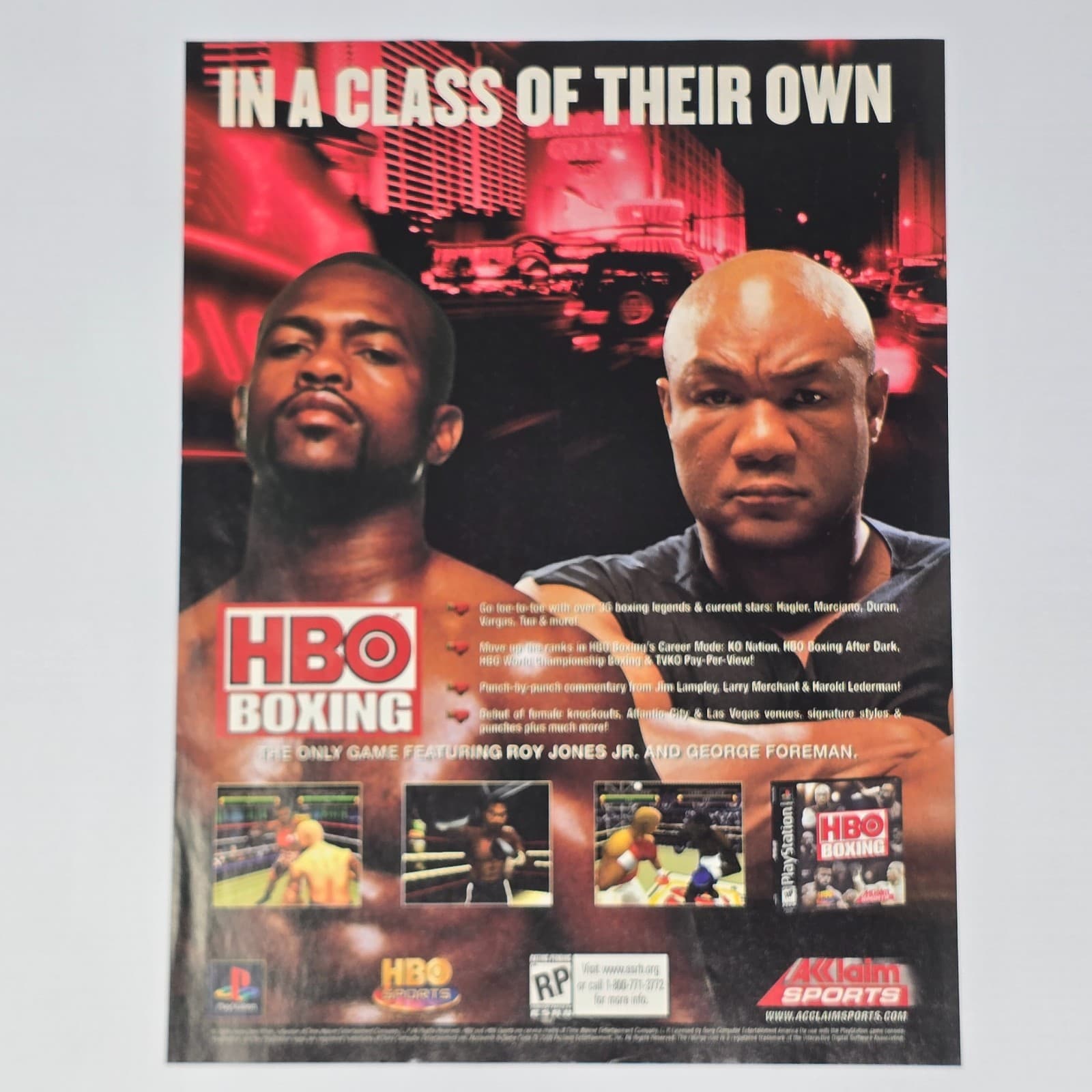 HBO Boxing PlayStation PS1 Class Of Their Own Print Ad/Poster